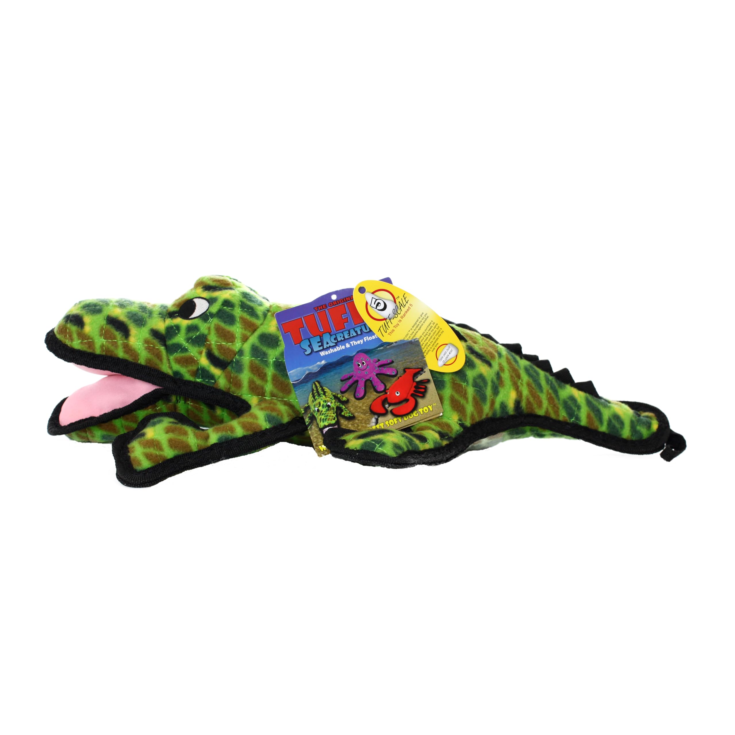Tuffy - World'S Tuffest Soft Dog Toy - Ocean Alligator-Squeakers - Multiple Layers. Made Durable, Strong & Tough. Interactive Play (Tug, Toss & Fetch). Machine Washable & Floats. (Regular)
