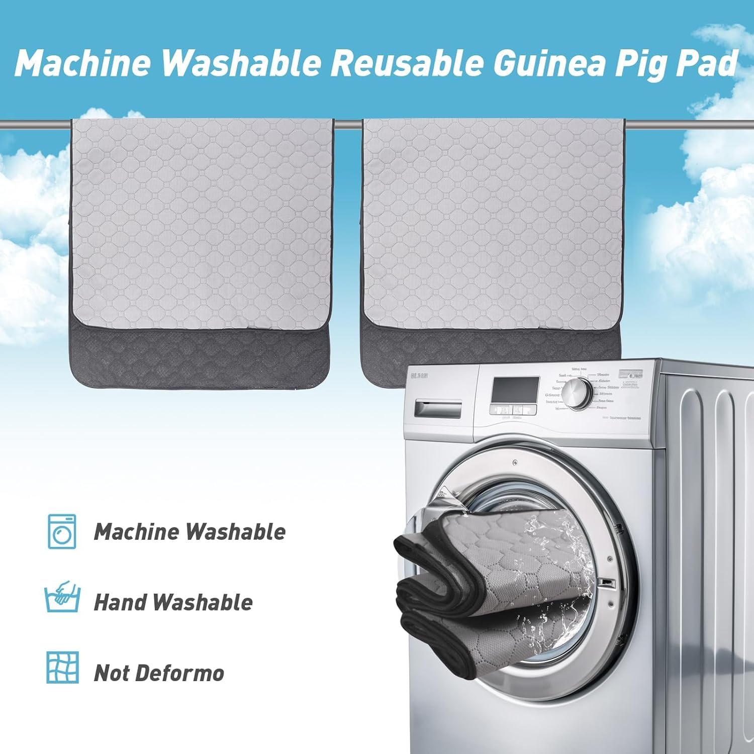 Lwymx Guinea Pig Cage Liners, 16''X24'' Washable Guinea Pig Pee Pads, Non Slip Reusable Super Absorbent Guinea Pig Training Mat Bedding Fleece For Small Animals Hamster Rabbit Chinchilla Rat, 2Pack