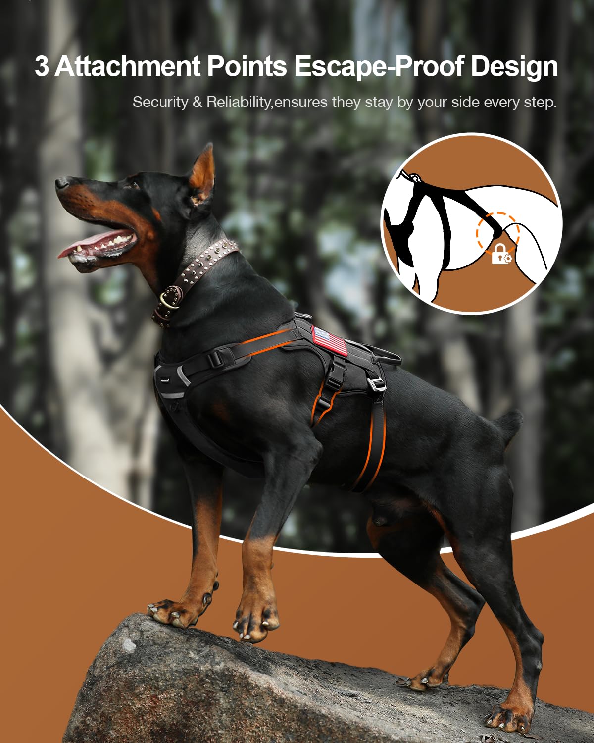 FAYOGOO Tactical Dog Harness for Large Medium Breed - Mesh Breathable Dog Harness Escape Proof with Handle - No Pull Military Se