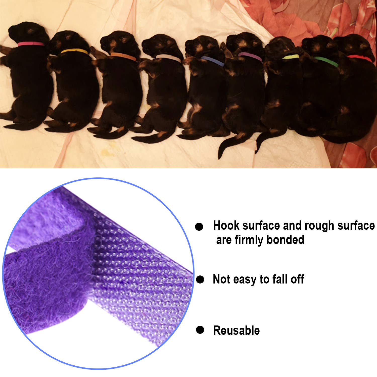 30 Pcs Puppy Whelping Collars Newborn Pet Collars Double-Sided Soft Adjustable Id Bands Puppy Collars For Litter Newborn Pet Dog