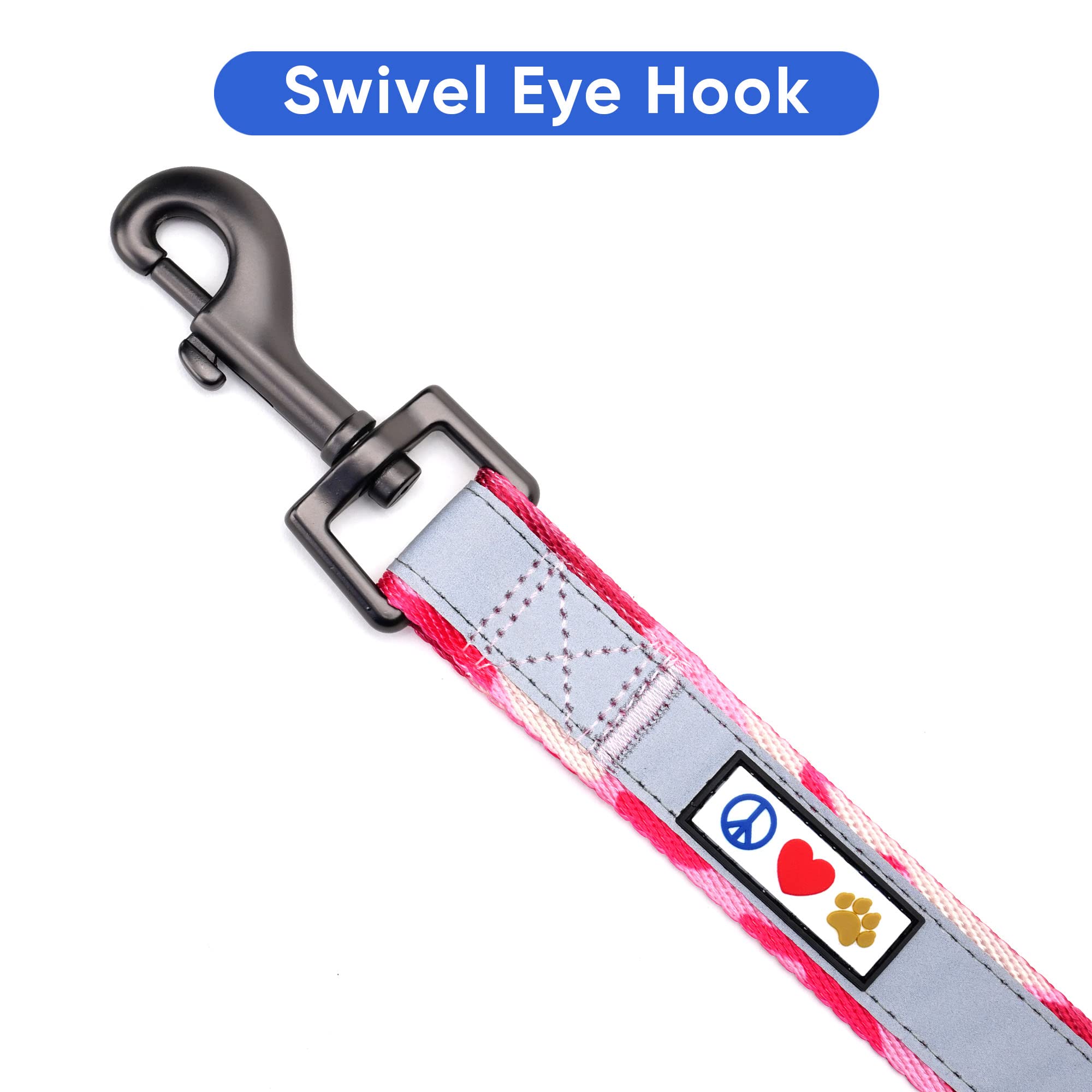 Pawtitas 6 Ft Padded Dog Leash With Comfortable Neoprene Padding Handle - Camo Pink Lead | Small Reflective Dog Leash With Highl