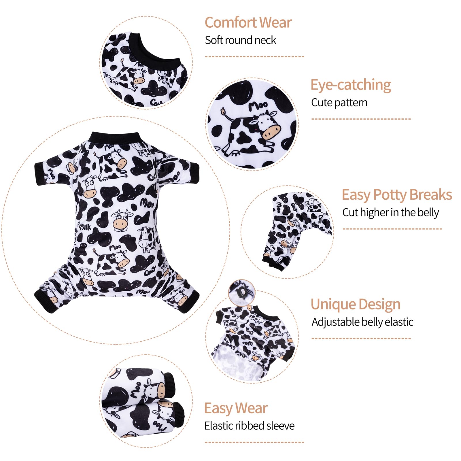 Cutebone Dog Christmas Pajamas Puppy Onesies Small Dogs Soft Pjs Coat Cat Apparel Comfy Pet Clothes Outfit Doggie Bodysuit P281X
