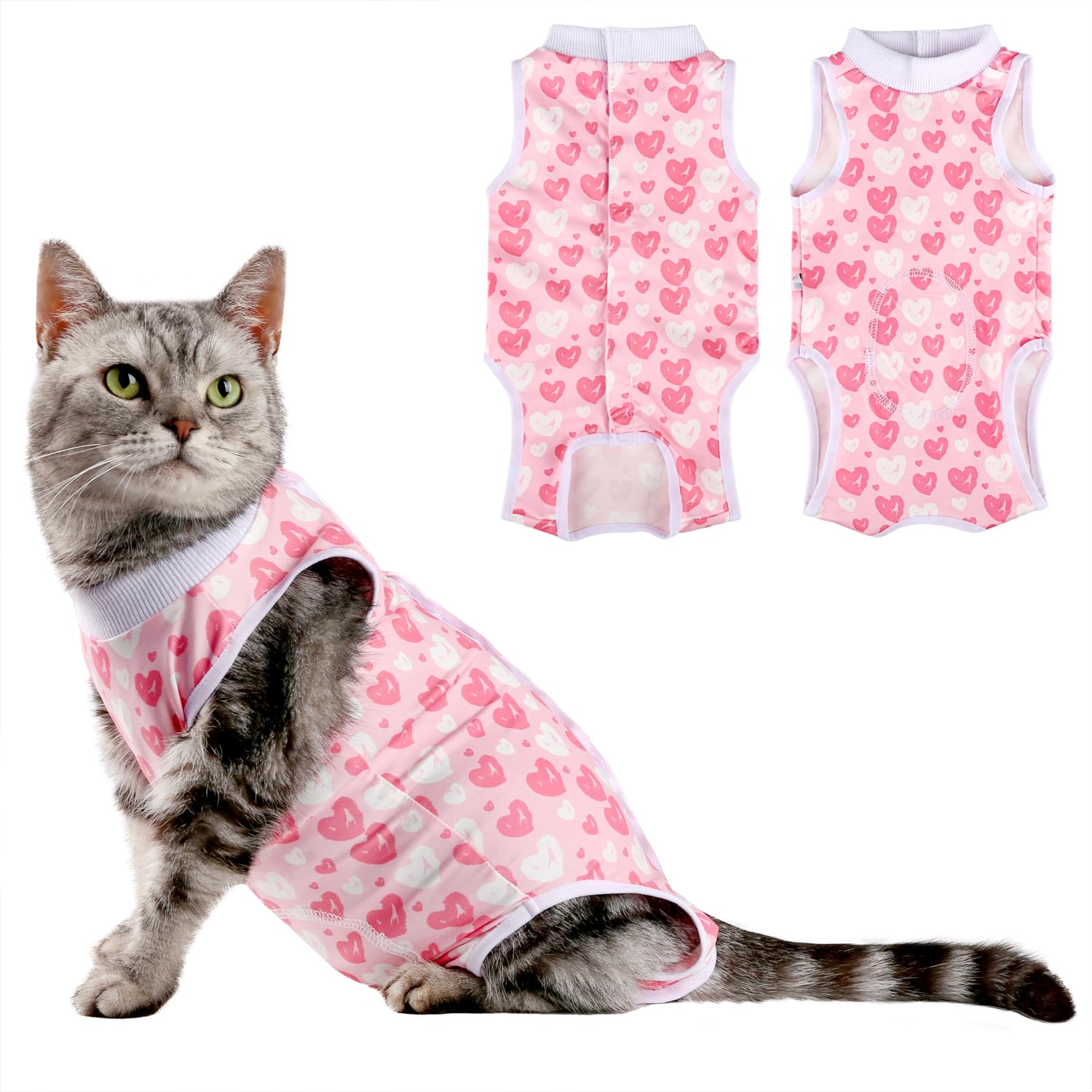 Due Felice Cat Surgery Recovery Suit Small Dog Surgical Recovery Onesie Pet After Surgery Wear for Female Male Cat Doggy Pink He