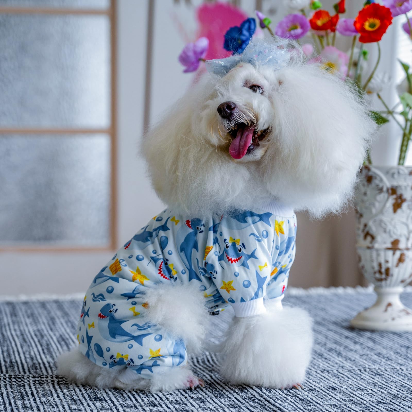 Cutebone Small Dog Pajamas Shirt Stretchy Summer Puppy Pjs Soft Cat Onesies Pet Clothes For Daily Wear Da23M