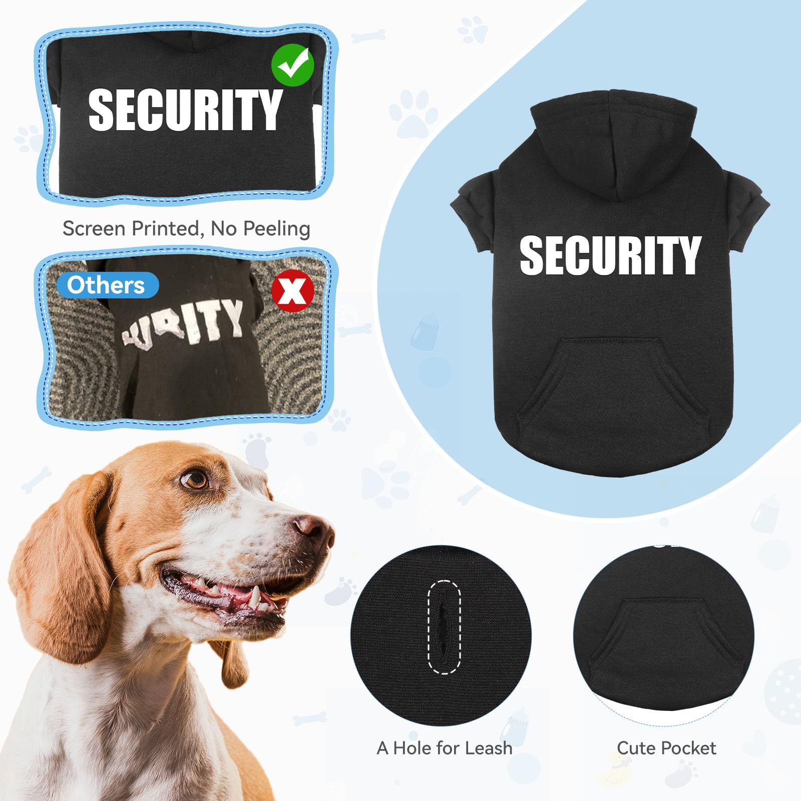 Dog Sweaters For Large Dogs Security Dog Hoodie Pet Sweater Soft Brushed Fleece Pet Clothes Hoodie Sweatshirt With Pocket(Xxl)