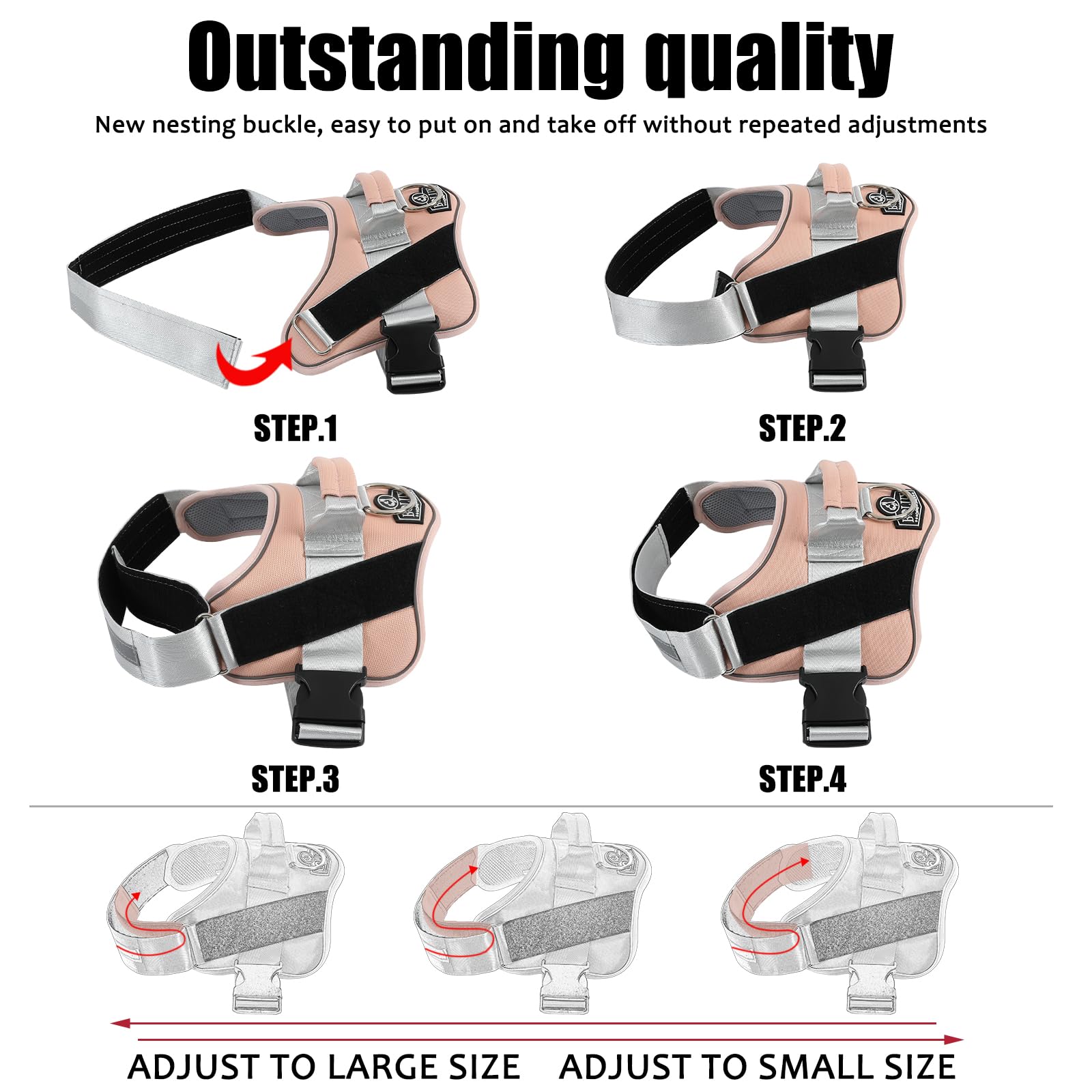 Bolux Dog Harness, No-Pull Reflective Dog Vest, Breathable Adjustable Pet Harness With Handle For Outdoor Walking - No More Pulling, Tugging Or Choking