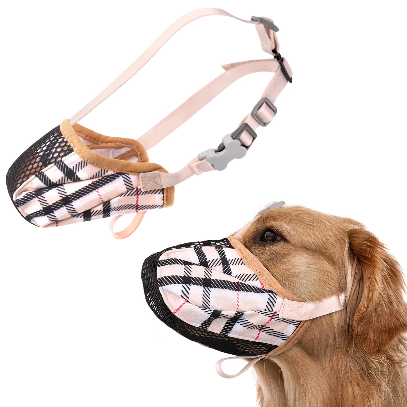 Dog Muzzle, Basket Air Muzzles for Large Sized Dogs Anti Chewing, Breathable Adjustable Muzzle for Labrador/Golden Retriever Ger