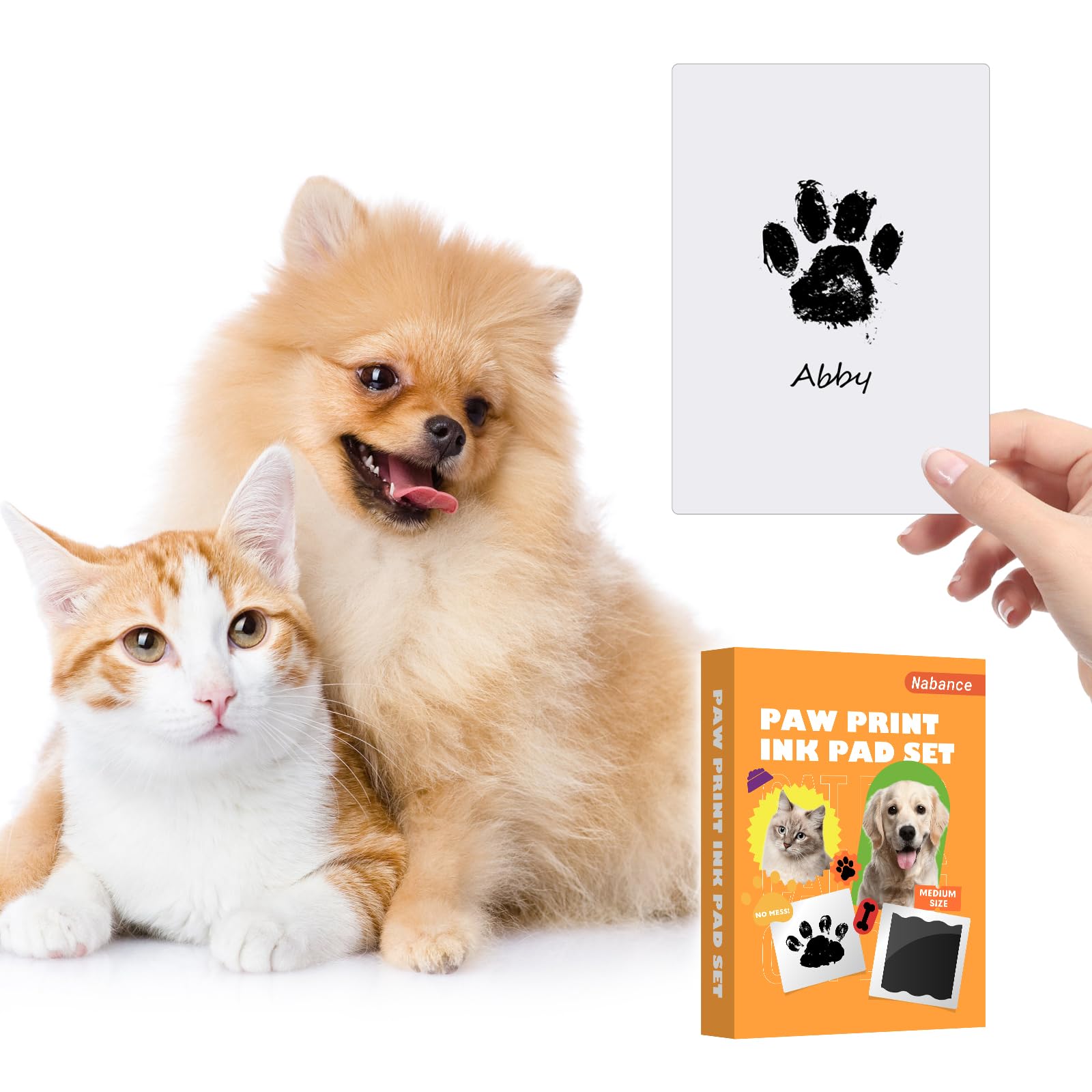 Nabance Baby Hand and Footprint Kit, Paw Print Kit, Dog Paw Nose Print Kit, 4 Colour Inkless Print Pads, 8 Imprint Cards, No Mes