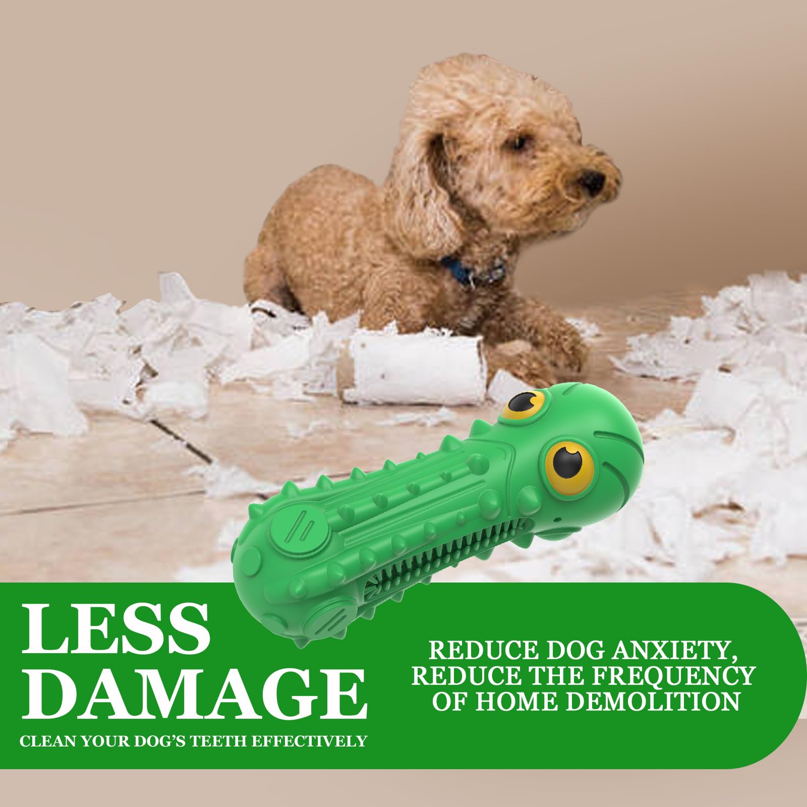 Zikaton Dog Squeaky Toys For Aggressive Chewers, Dog Chew Toys For Large Medium Breed Dog, Dog Toys, Tough Durable Dogs Toys With Natural Rubber (Green)