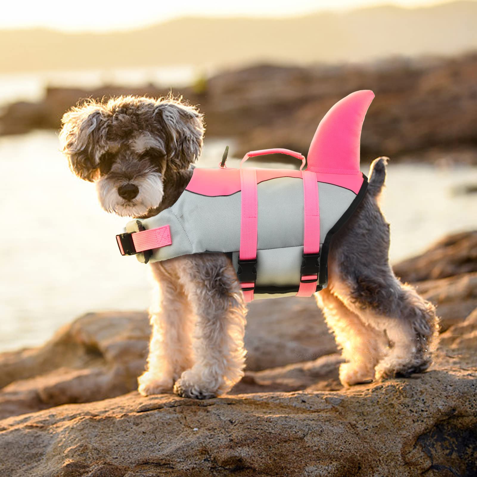 Emust Dog Life Vests, Dog Floats For Swimming, Boat, Pool, Ripstop Dog Life Jacket With High Buoyancy And Lift Handle For Small And Medium Breeds, (M,Pink)