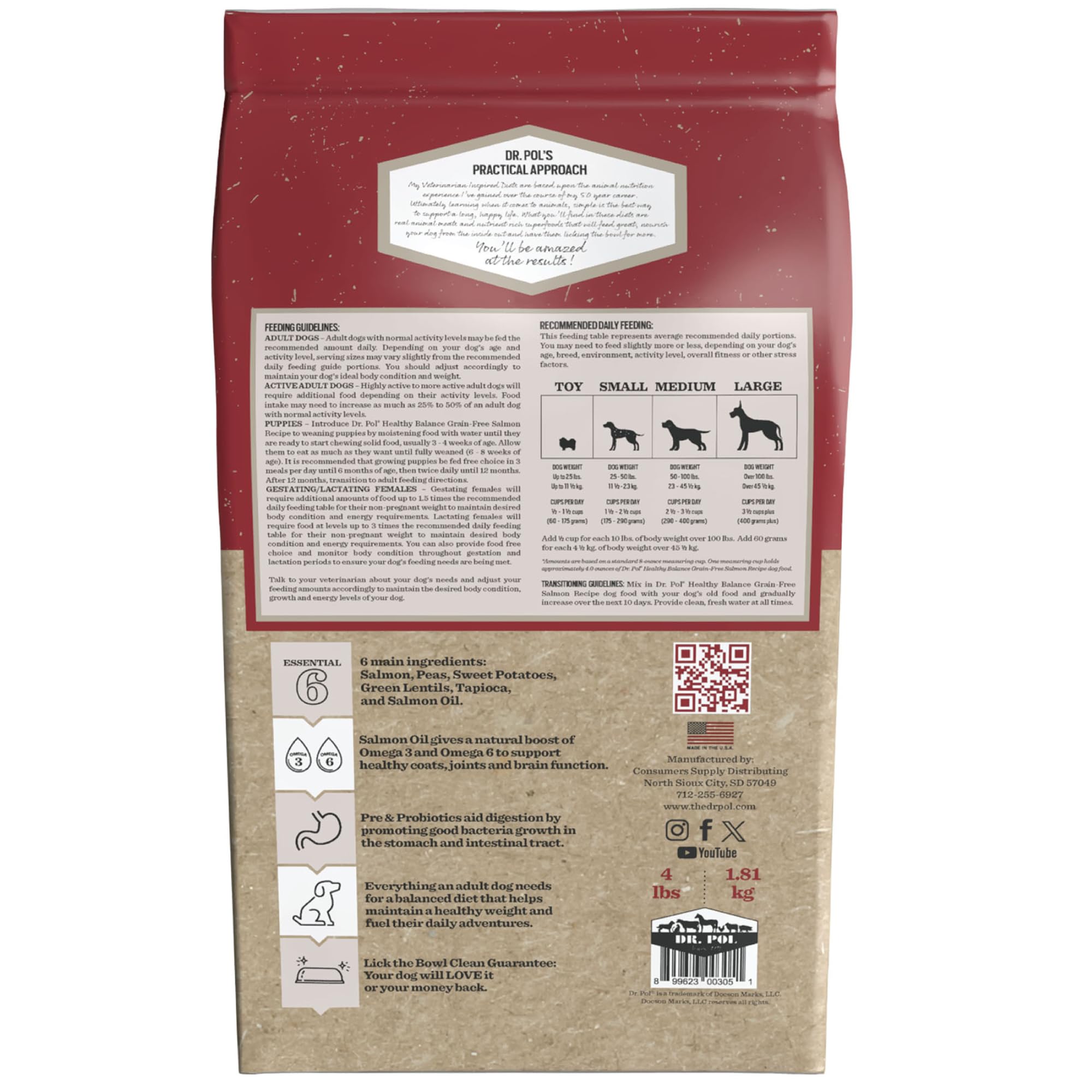 Dr. Pol Grain Free Salmon Dog Food - Premium Natural Dry Dog Food, Limited Ingredient High Protein Veterinarian Formulated Kibbl