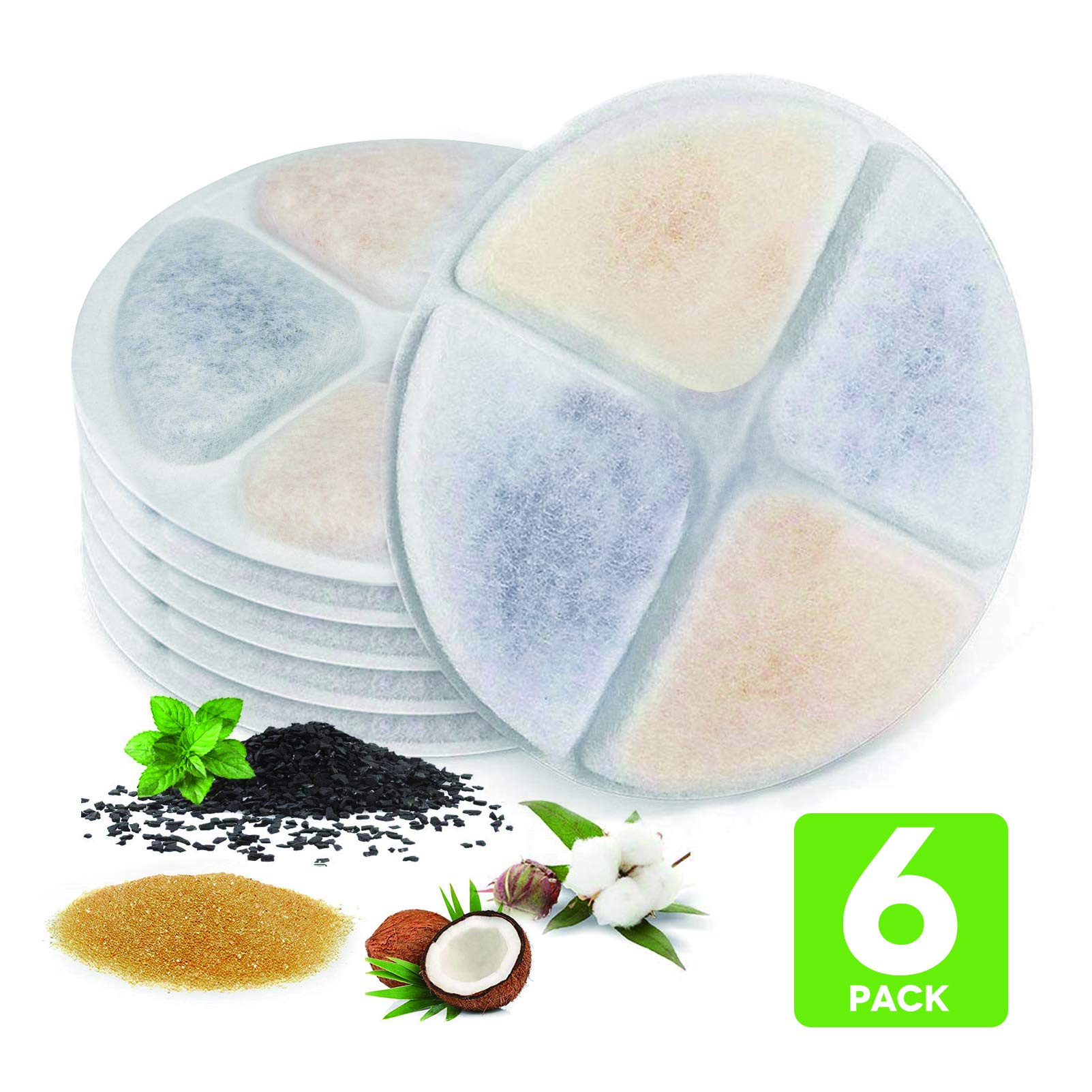 Petnf Replacement Filters For Cat Fountain, Cat Water Fountain Filter Replacement 6Pack For Petnf 101Oz/3L Cat Water Fountain, 4 Months Set Of Replacement Filters