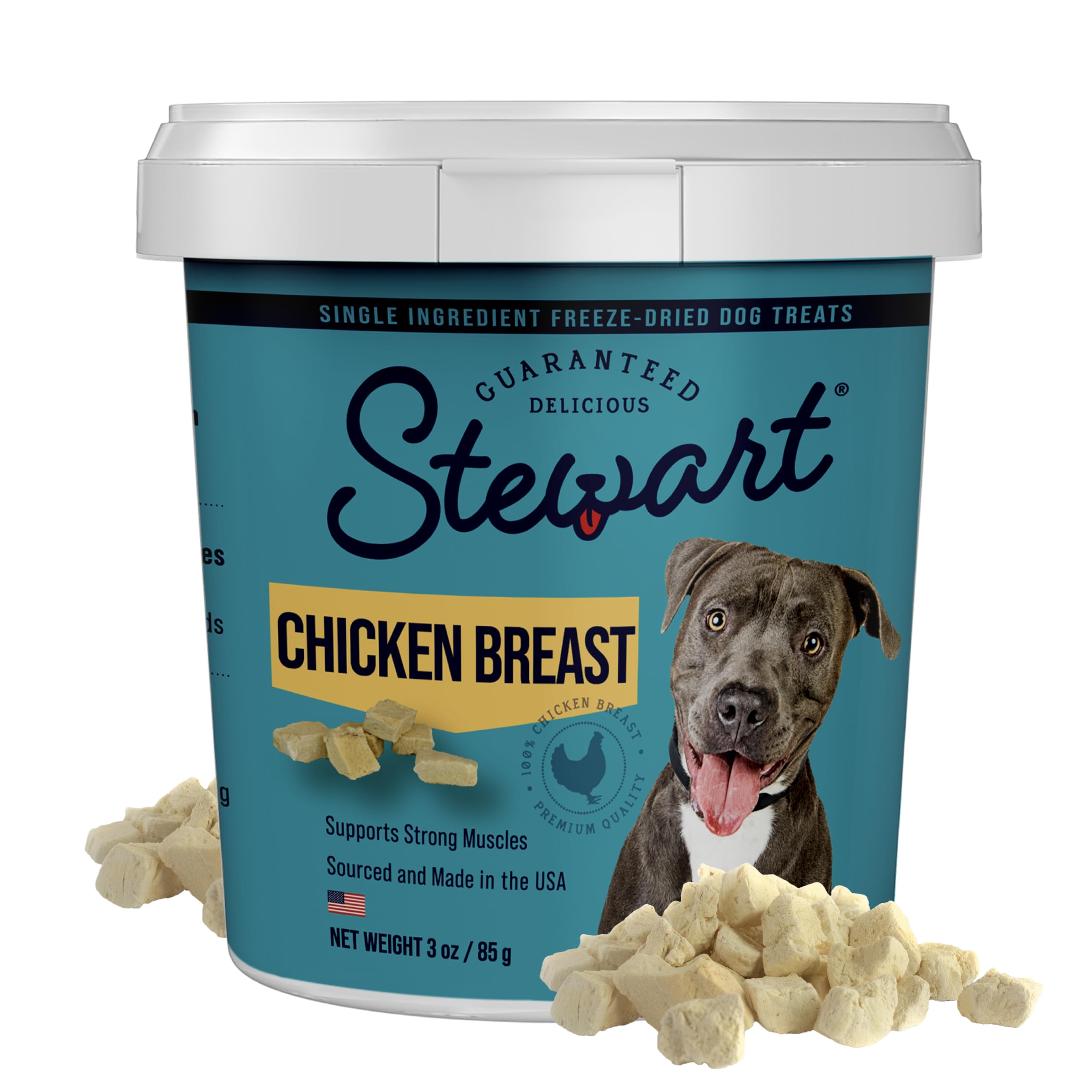 Stewart Chicken Breast Dog Treats, 3 oz, ~55 Pieces, Freeze Dried Raw, Single Ingredient, 74% Protein Training Treats or Meal To