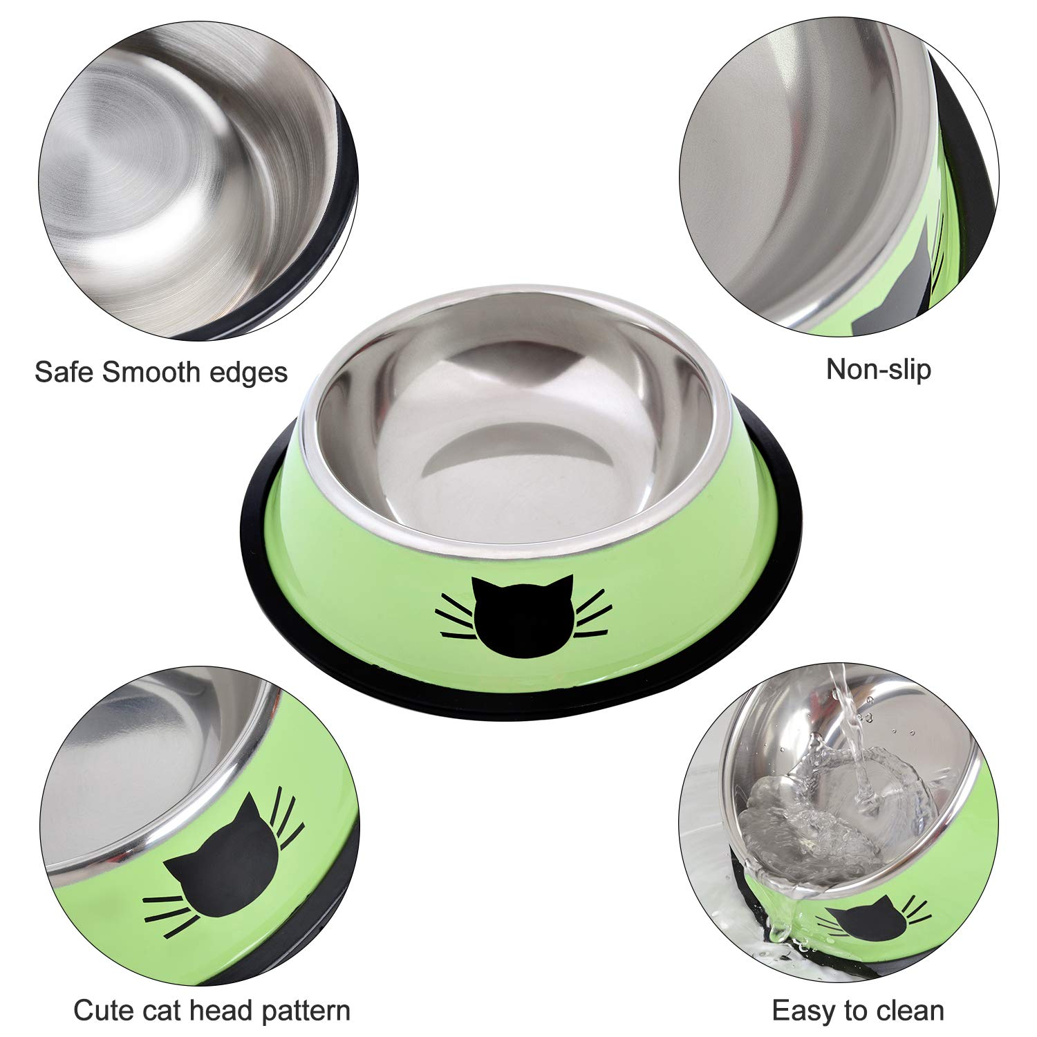 Legendog Pet Bowl Stainless Steel Non-Skid Rubber Base Dog Bowl Cat Bowl Gr Or Pp