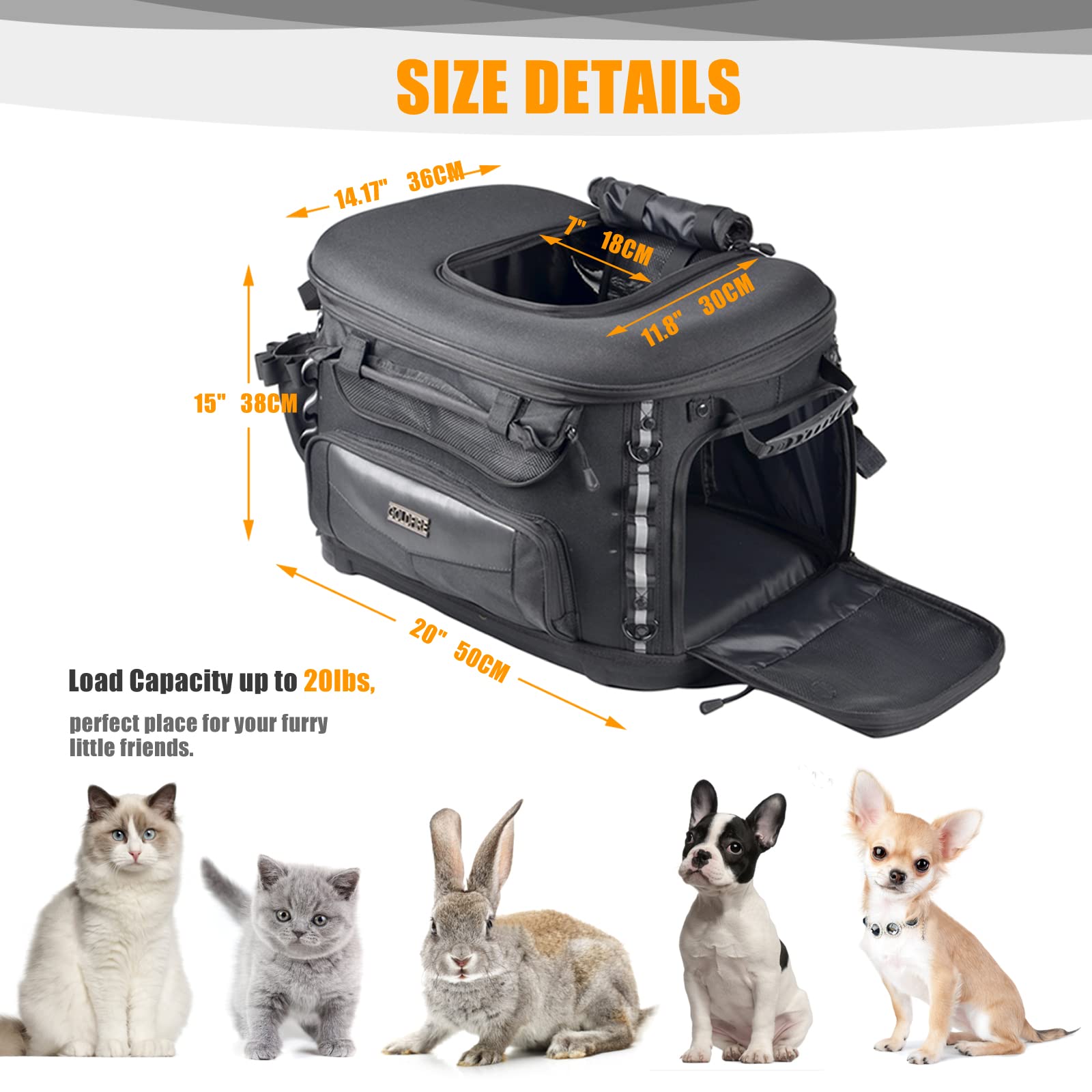 Sresk Motorcycle Dog Carrier For Harley Touring Trike Street Glide Road King Can Am Cvo, Portable Pet Carrier Cat Carrier Bag Tr