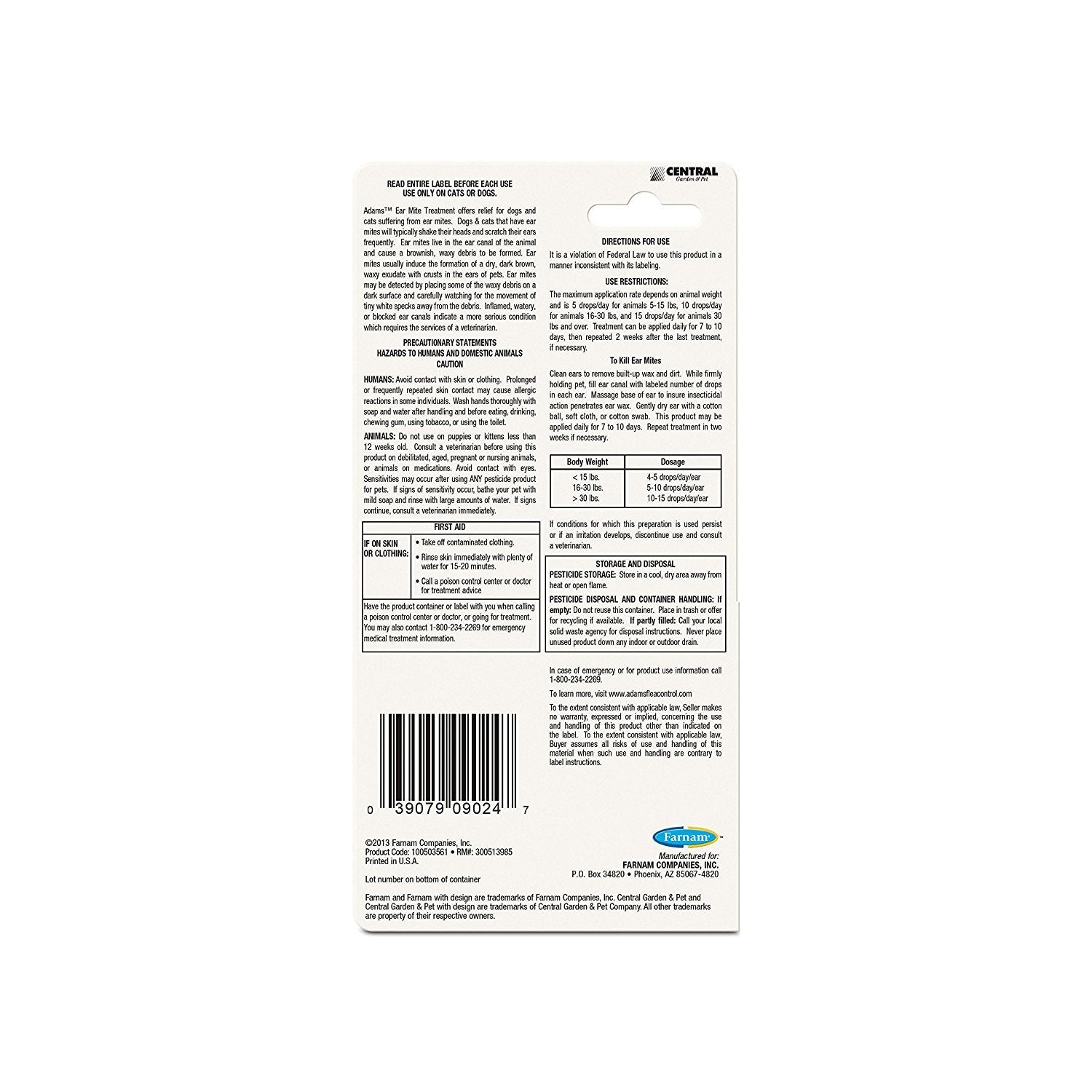 Adams Ear Mite Treatment