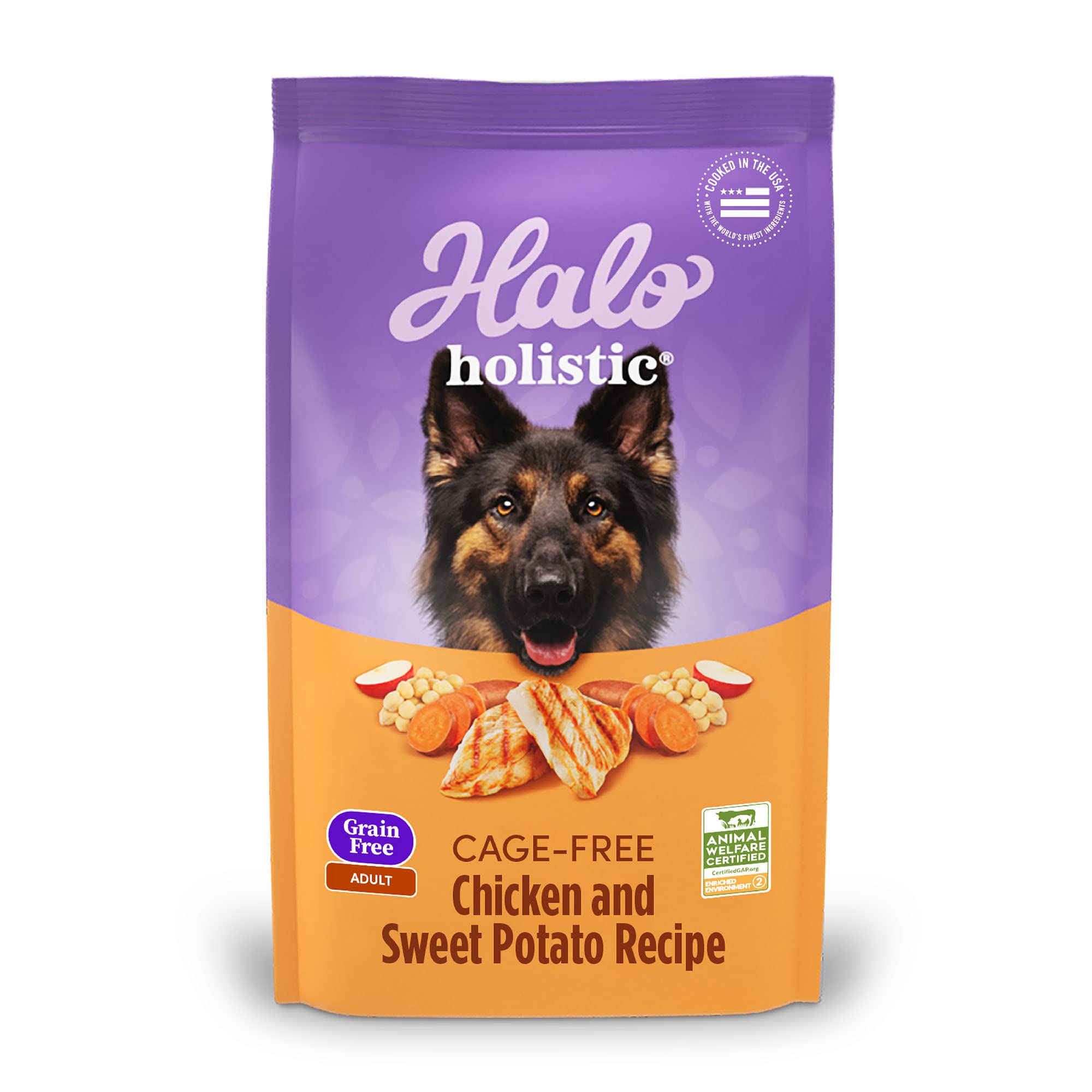 Halo Holistic Adult Dog Grain Free Cage-Free Chicken & Sweet Potato Recipe 10 lb Bag