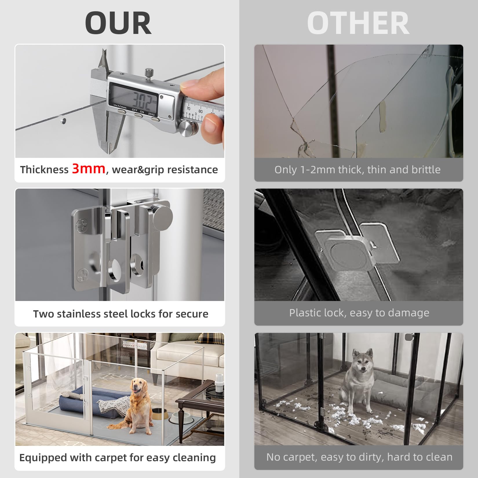 Dog Clear Playpen Fence Kennel: 32'' Extra Tall Puppy Birthing Enclosure With Waterproof Fertility Pad - 64''X43'' Pet Heavy Dut