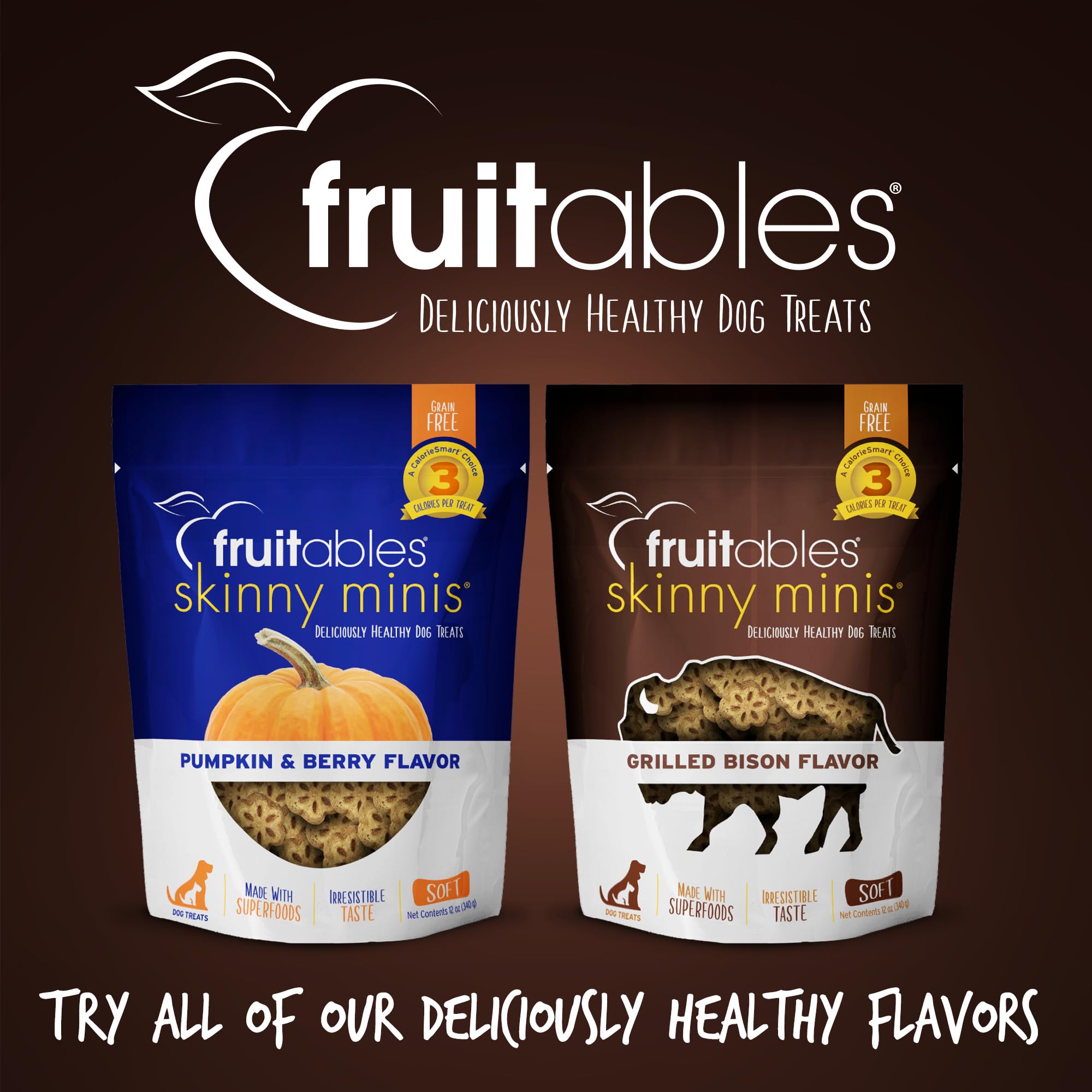 Fruitables Skinny Mini Dog Treats - Healthy Treats for Dogs - Low Calorie Training Treats - Free of Wheat, Corn and Soy - Grille