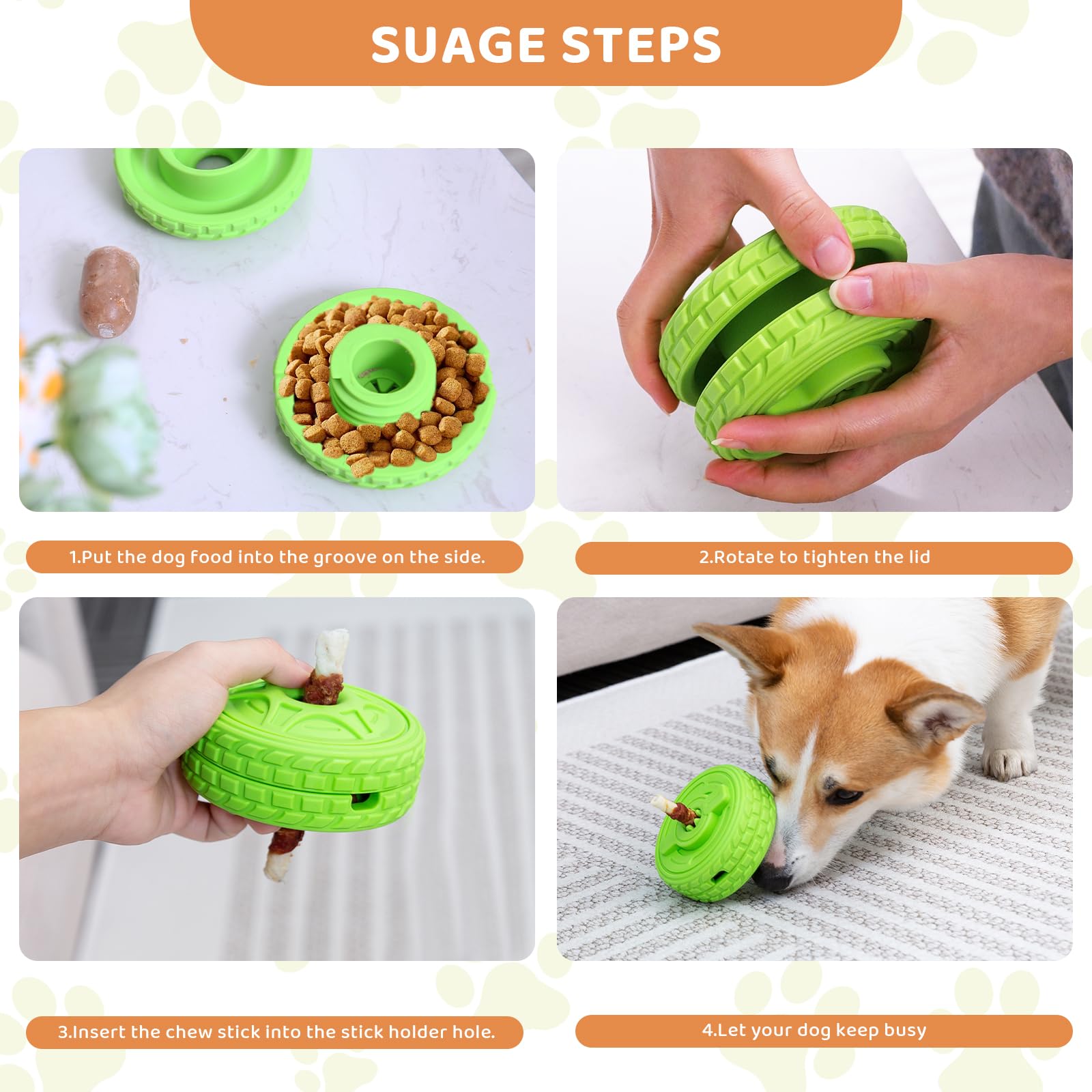 DFQ Tough Tire Chew Toy for Dogs,Interactive Treat Dispenser with Licking Zone and Stick Slot,Built for Power Chewers and Boredo