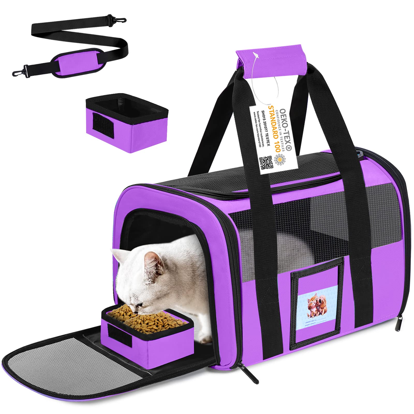 Seclato Cat Carrier Pet Carriers Airline Approved For Small Dogs Kitten Carrier For Small Medium Animals Under 15Lb, Collapsible