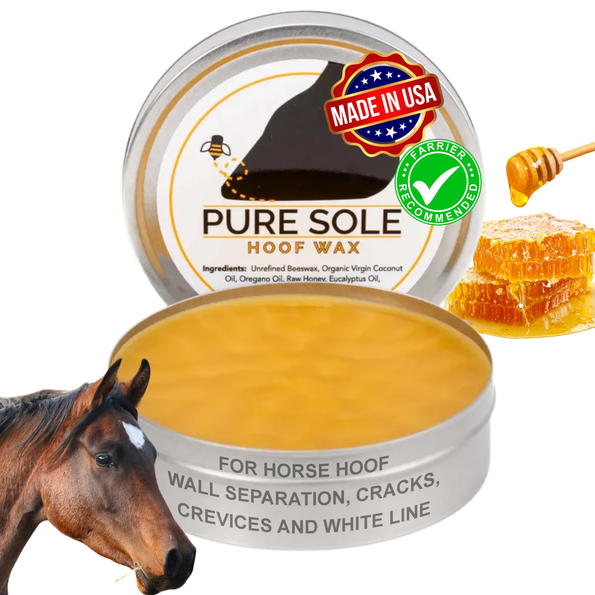 Pure Sole Hoof Wax | Hoof Crack Filler - Hoof Putty Wax That Helps Heal and Protect Your Horses Hooves - Perfect for Horse Hoof