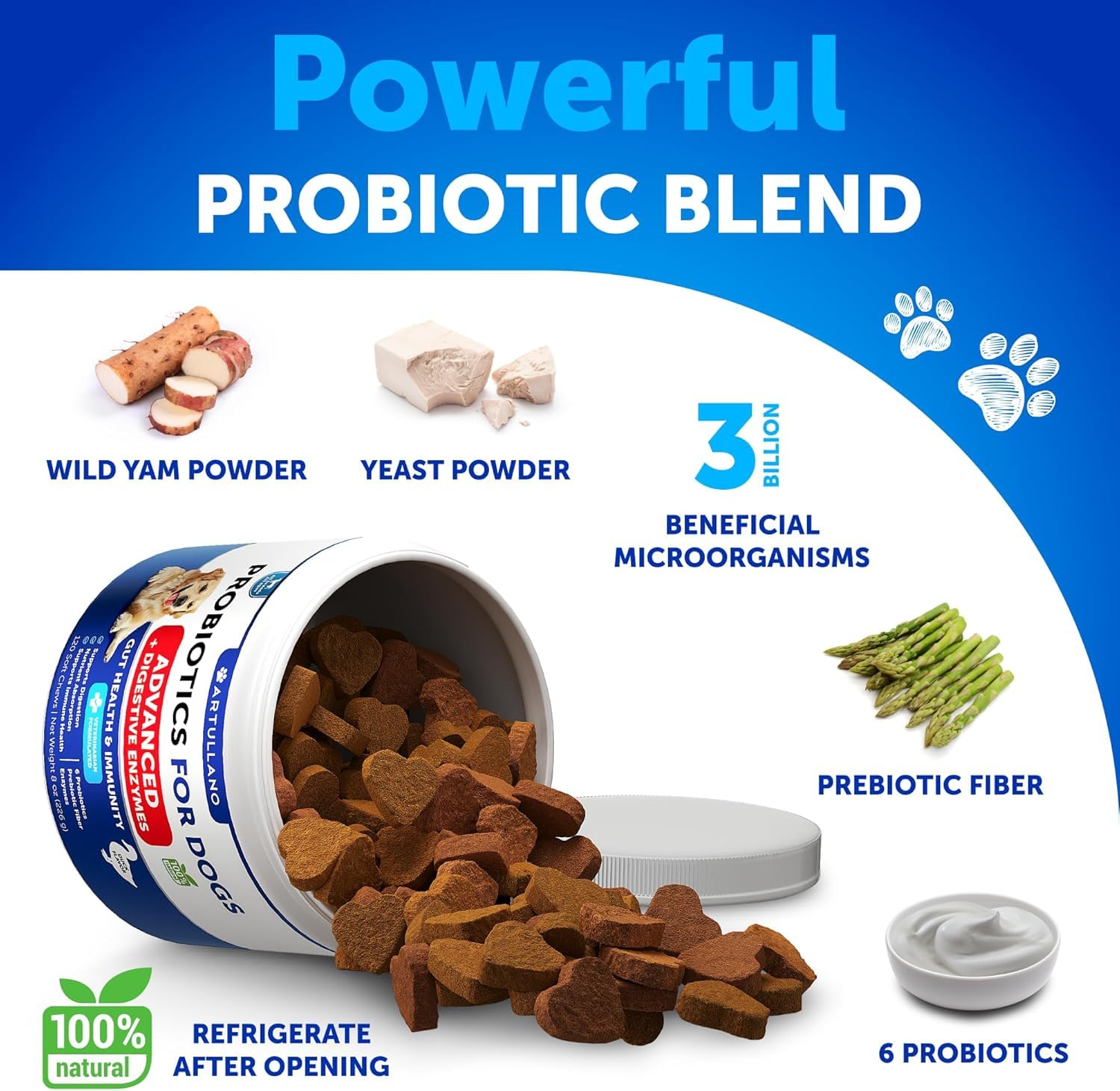 Probiotics for Dogs - Support Gut Health, Itchy Skin, Allergies, Immunity, Yeast Balance - Dog Probiotics and Digestive Enzymes