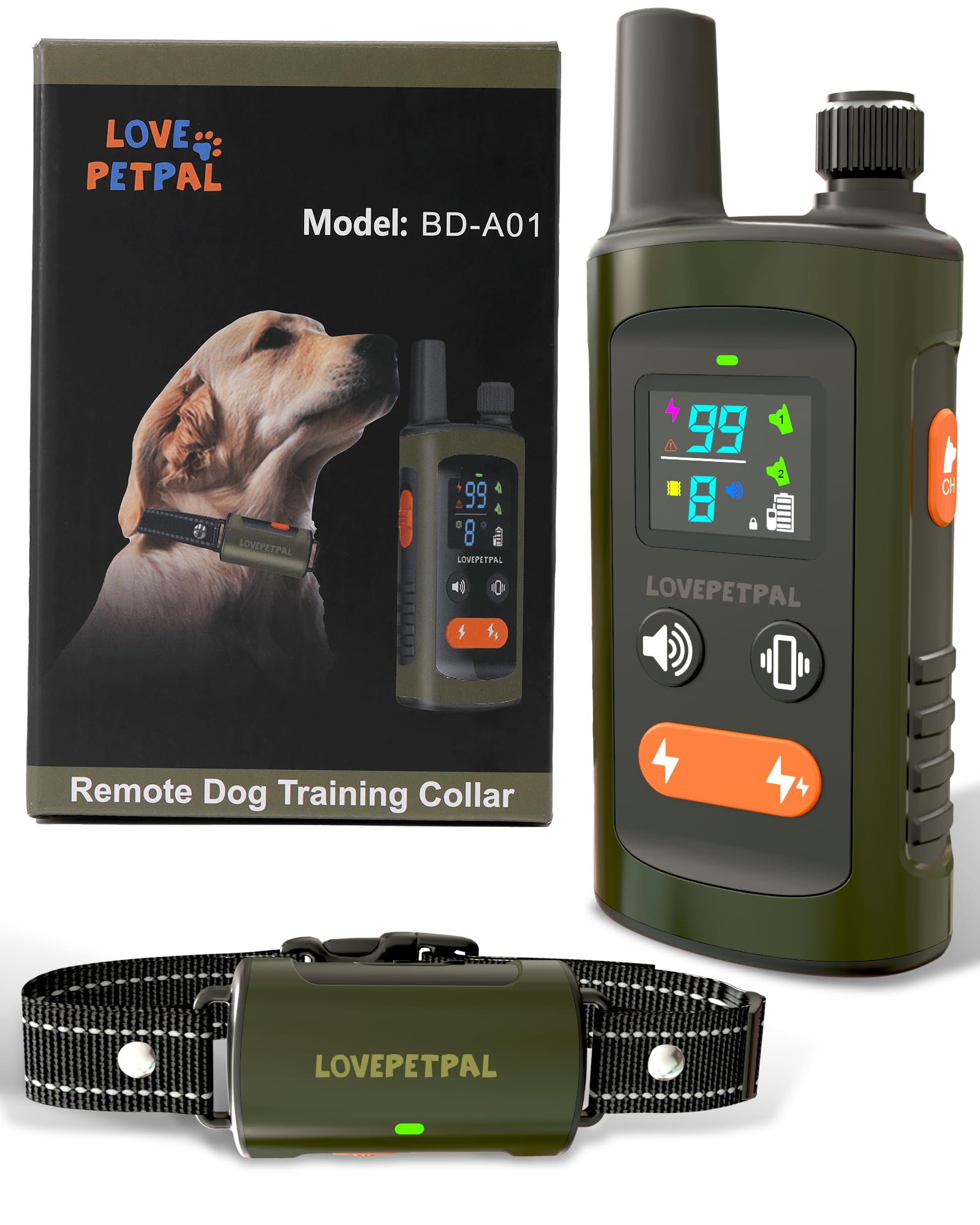 Dog Training Collar With Remote Control, 3500Ft Dog Shock Collar For Small Medium Large Dogs, Ipx7 Waterproof, 4 Training Modes,