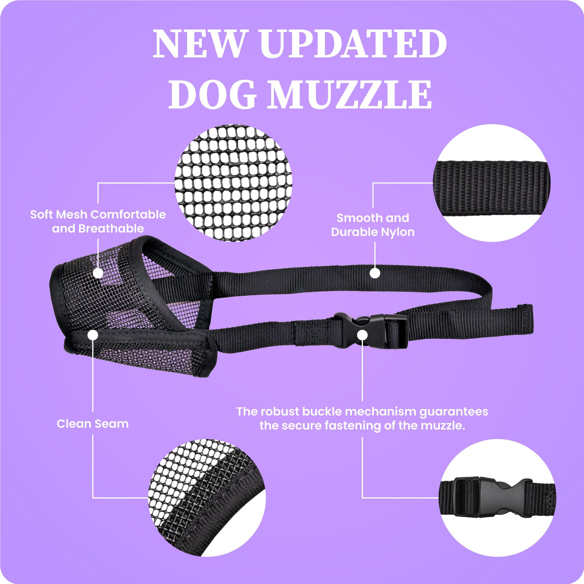 Flintstone Dog Muzzle For Large Dogs - Soft Air Mesh Muzzle For Large Sized Dog | Breathable Dog Mouth Guard| Large Dog Muzzle T