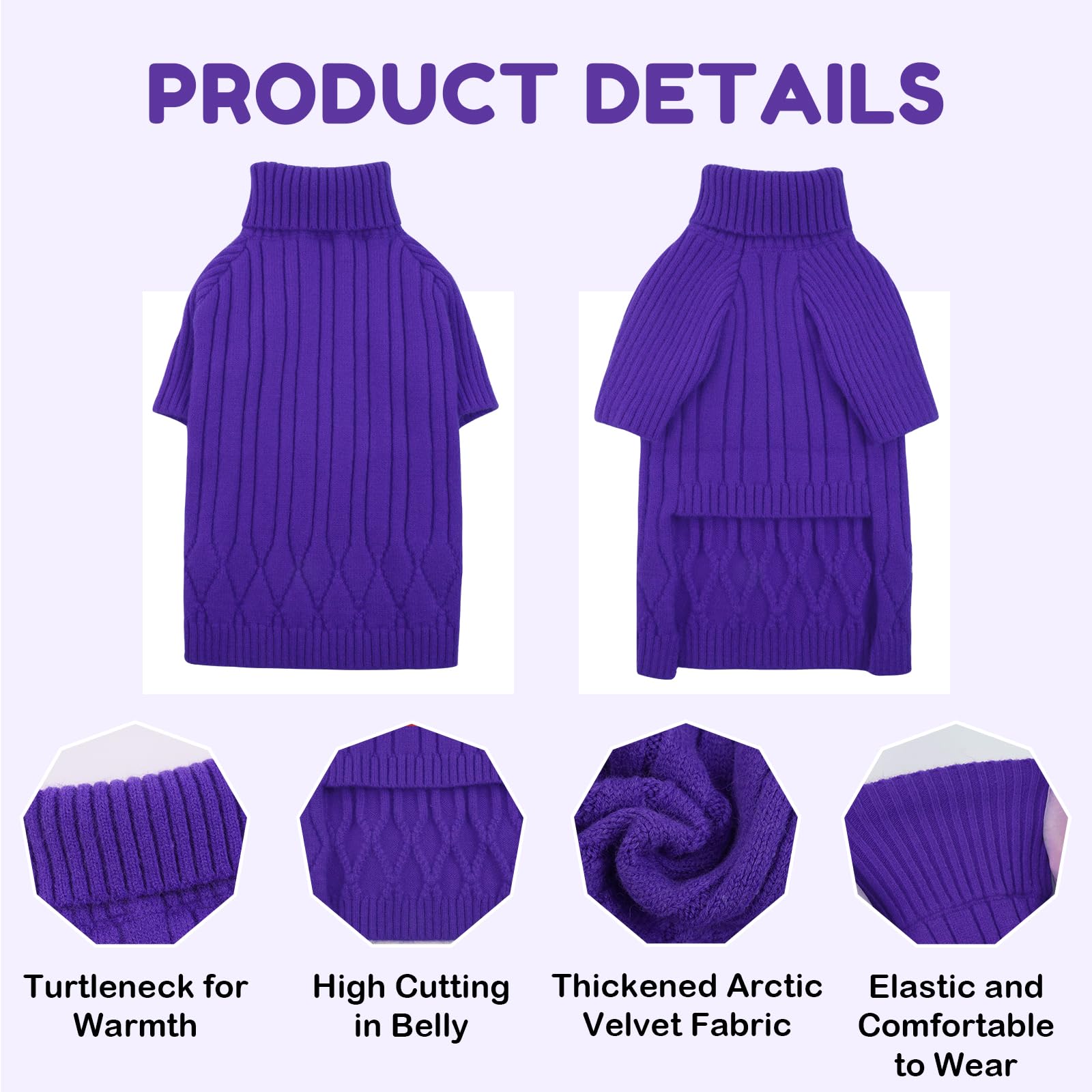 OUOBOB Large Breed Dog Sweaters, Warm Winter Fall Dog Sweaters for Dog Girls Boys, Turtleneck Dog Knitwear,Doggie Christmas Swea