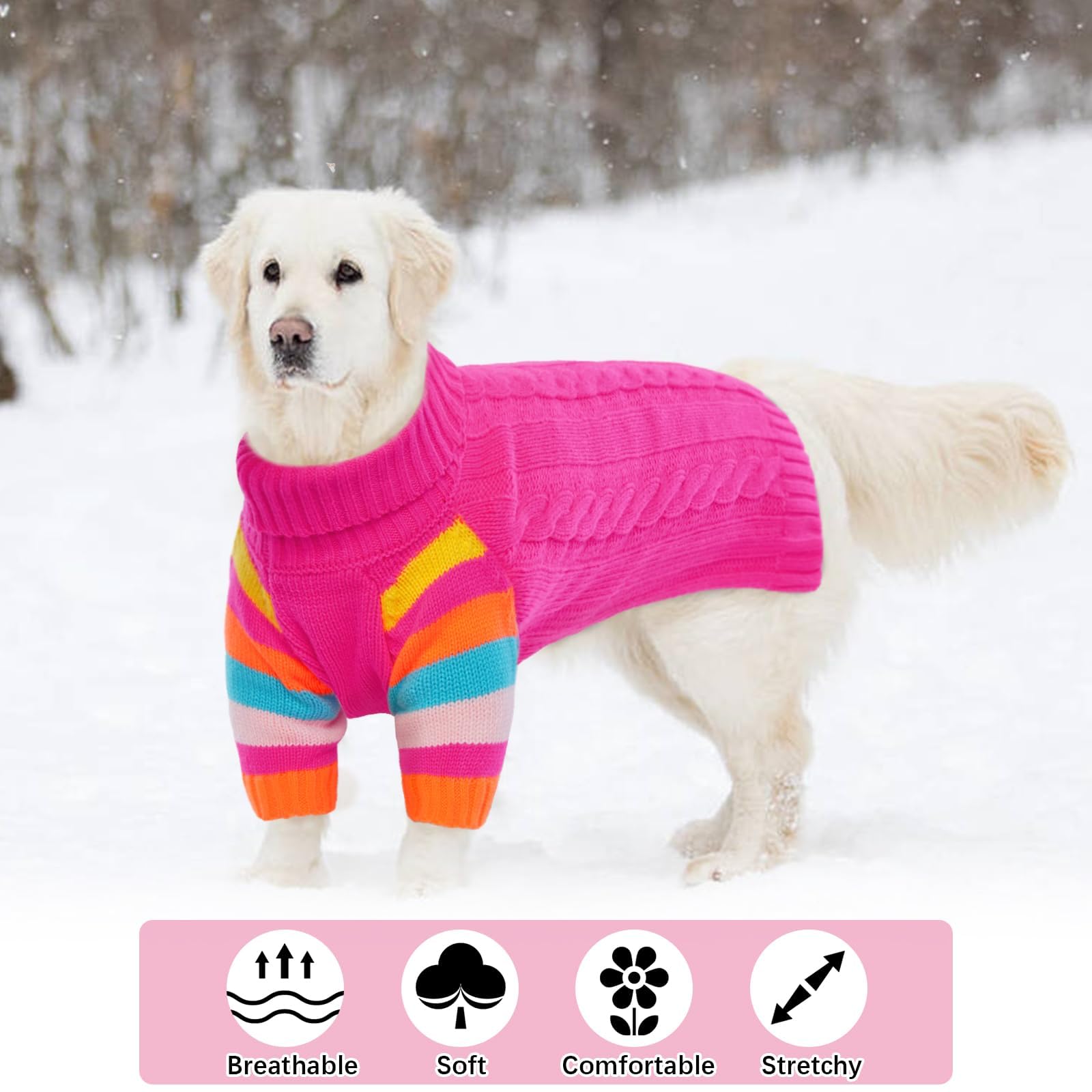 Ouobob Dog Sweater Thick, Sweaters For Large Size Dogs Comfy, Stretchy Pullover Dog Sweater For Large Doggie, Christmas Dogs Swe