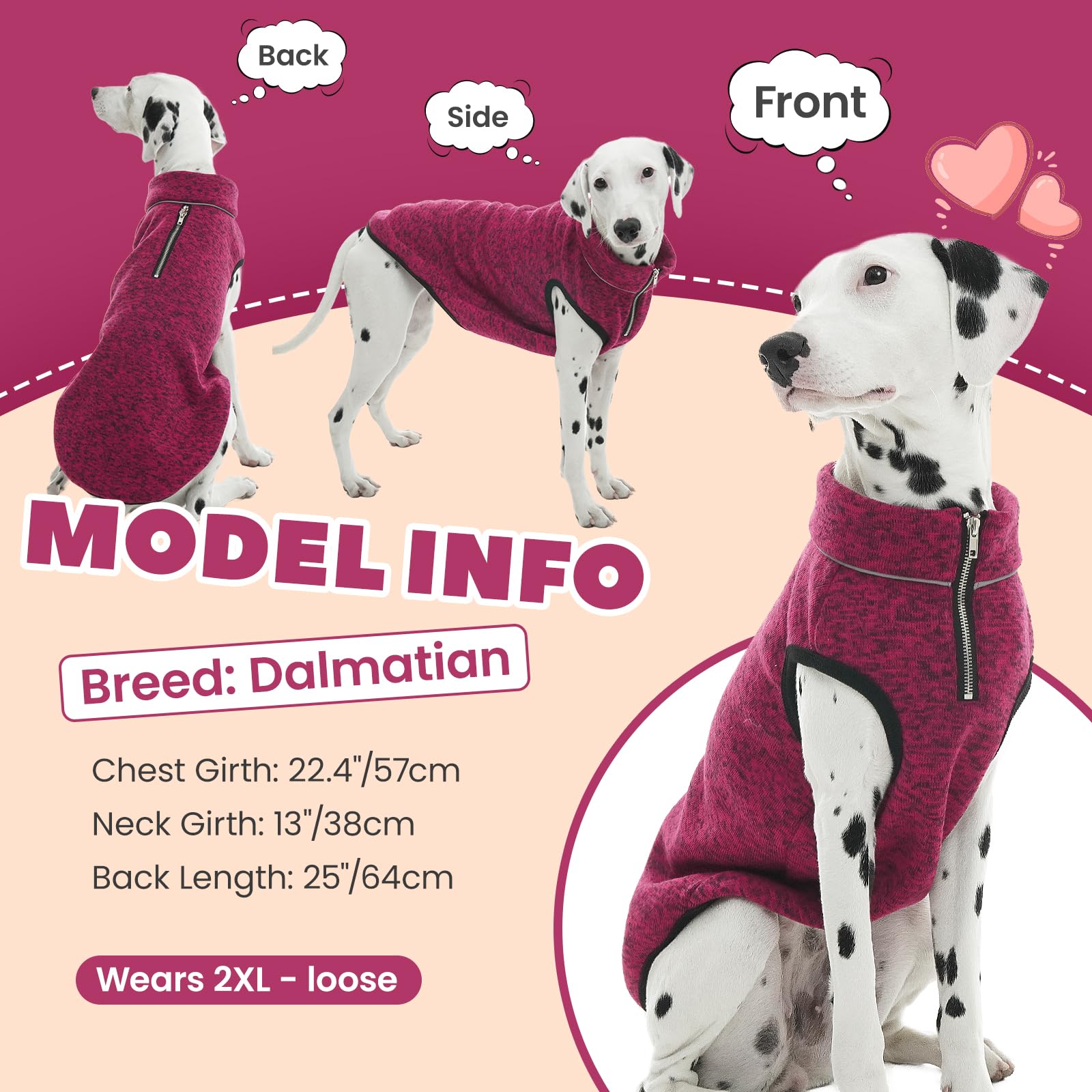 Rozkitch Dog Sweater, Dog Jacket With Fleece Lining, Knit Dog Coat For Small Dogs With Zipper Opening For Harness, Fleece Dog Ja