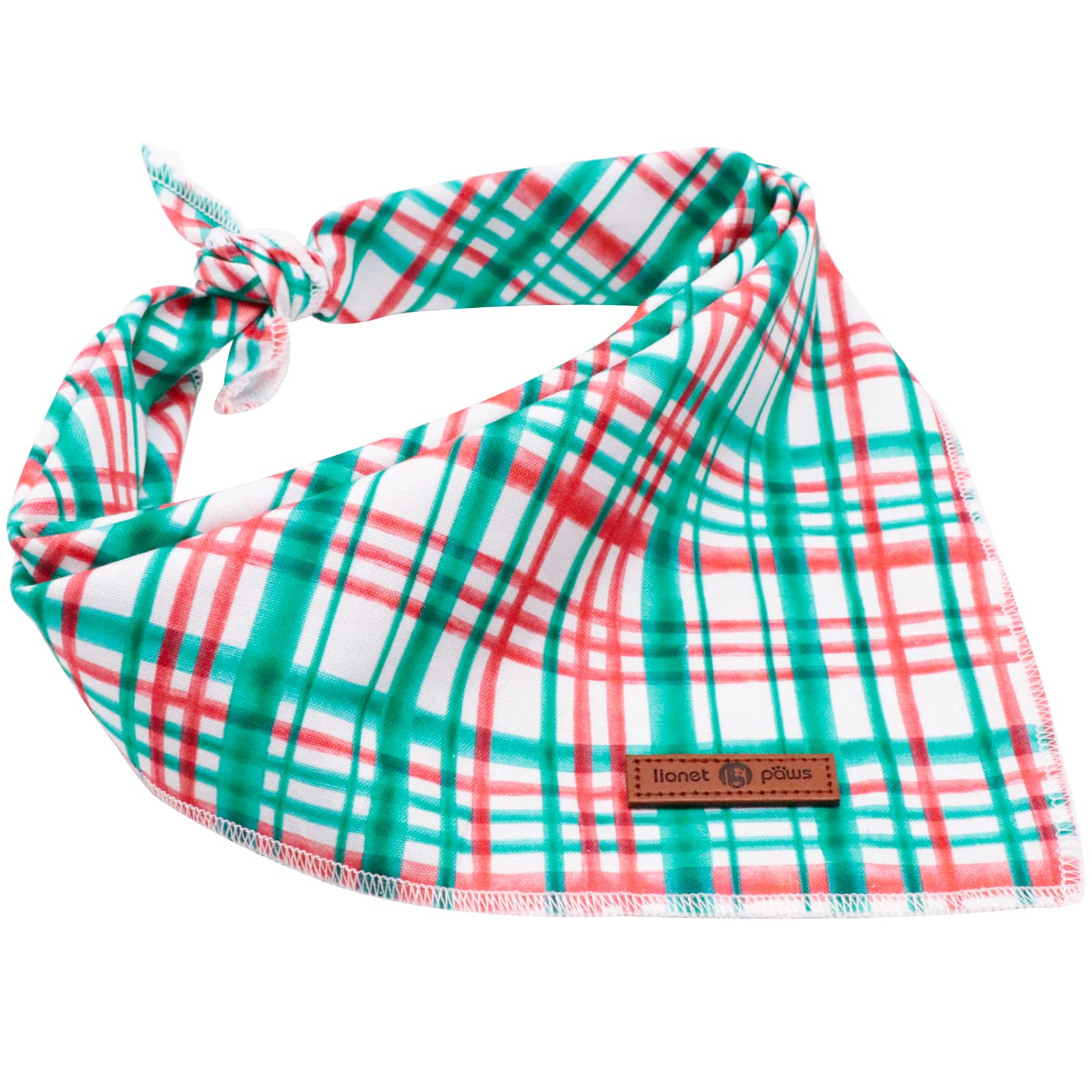 Lionet Paws Christmas Dog Bandana Washable Cotton Handkerchief Scarf Triangle Red Green Bandana For Small Medium Large Dogs Girl Boy Gift