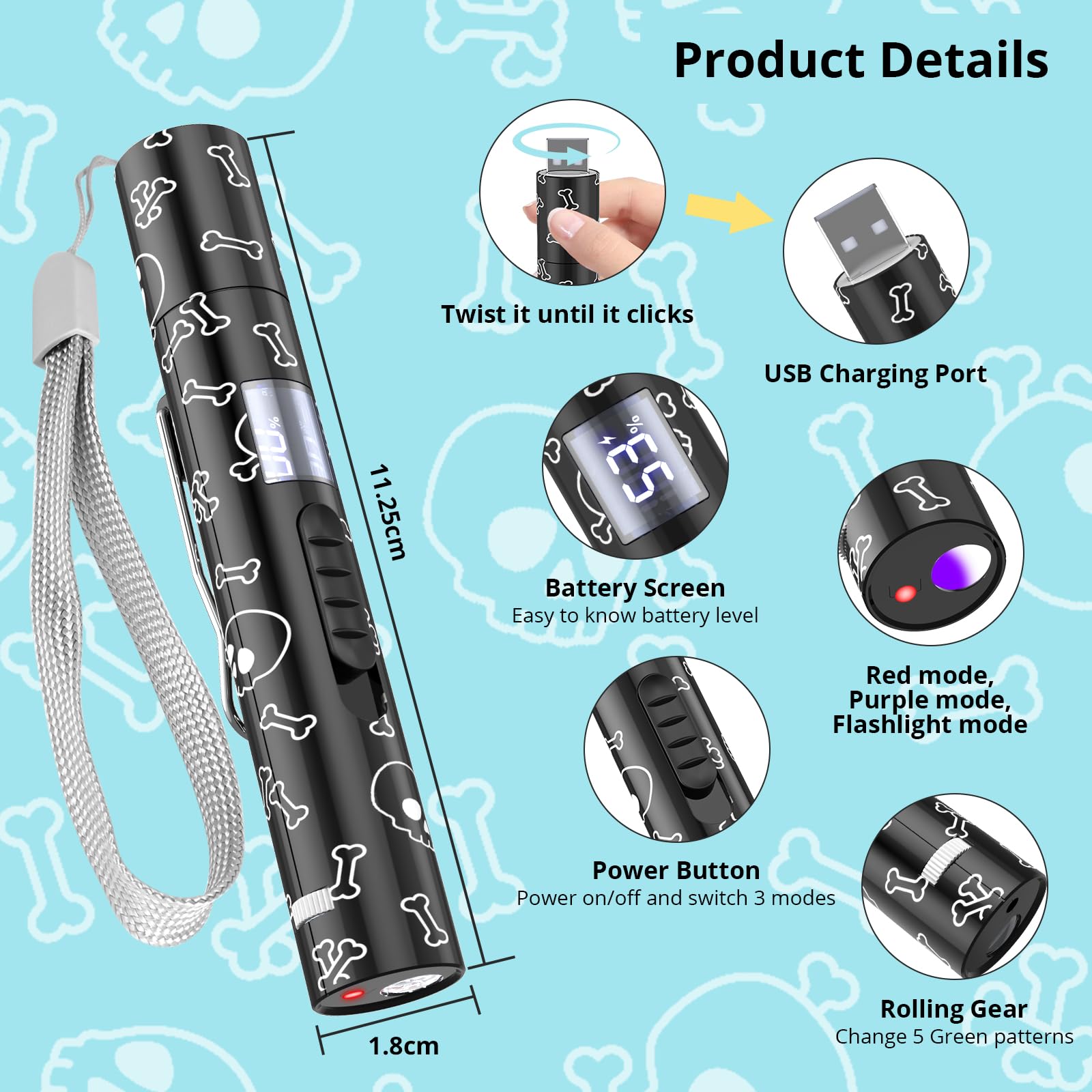 Waputne Interactive Cat Toys with 7 Adjustable Mode, Battery Level Display Screen,USB Rechargeable & Portable - Cat Toy for Indo