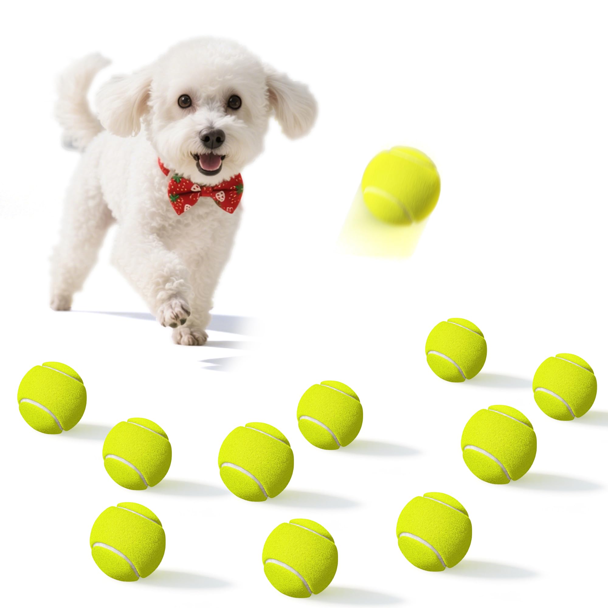 Dukuueie Small Tennis Balls for Dogs, 10 Pack Easy Catching Pet Dog Balls for Exercise & Training, Dog Tennis Balls 2.0inch