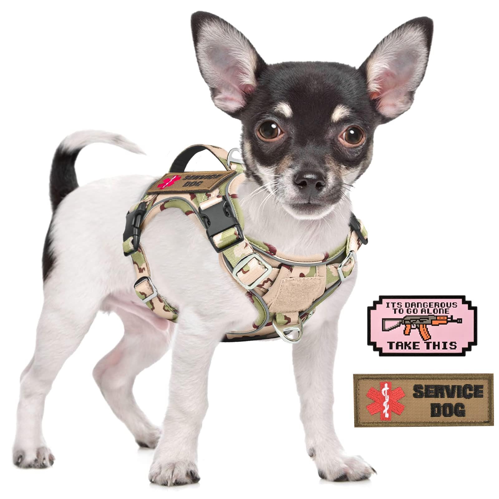Tactical Small Dog Harness for Puppy, No Pull Military Service Dog Vest with Vertical Handle, Outdoor Training Small Puppy Vest 