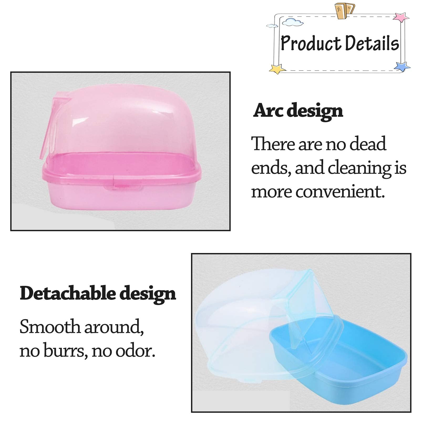 Kathson Dwarf Hamster Bathroom, Chinchilla Sauna Room Plastic Sand Bath House Ideal For Gerbils, Hedgehog, Squirrel And Other Small Animals (Blue)