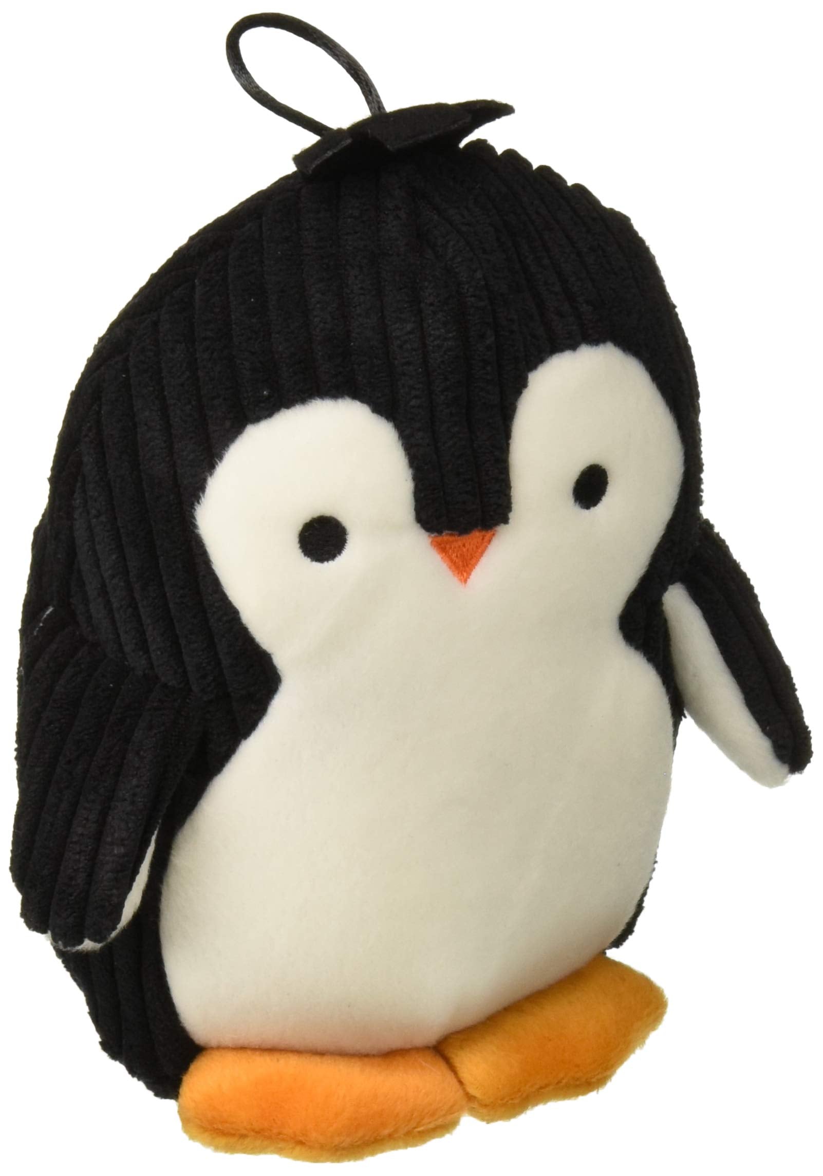 Trustypup Strong 'N Silent Penguin Silent Squeak Plush Dog Toy, Chew Guard Technology - Black/White, Medium