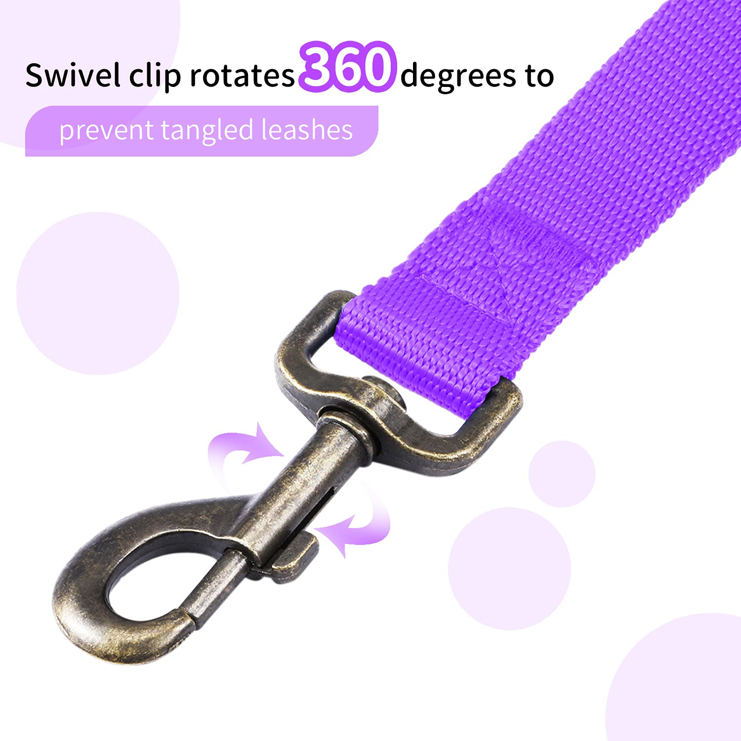 Hikiss Long Dog Leash Obedience Recall Training Agility Lead With Thickening Material For Large Dog - 15Ft 20Ft 30Ft 50Ft 100Ft Training Leash(Purple 15Ft)