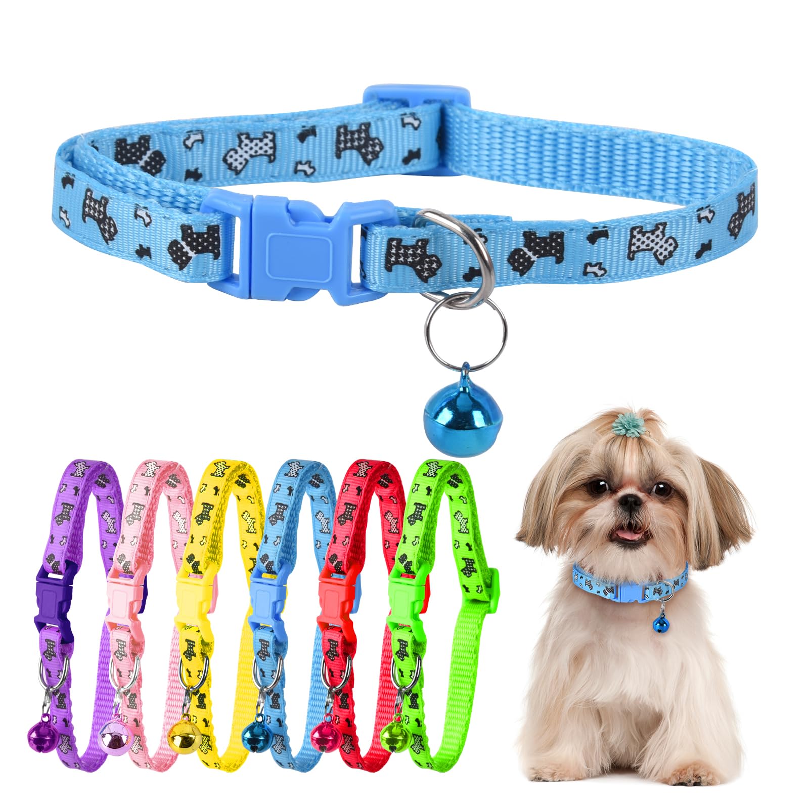 Xxs Dog Collar Teacup Dog Collar, Printed Dog Collars, Mini Printed Dog Collars, Teacup Dogs Collars For Small Dogs Cats, Blue, 