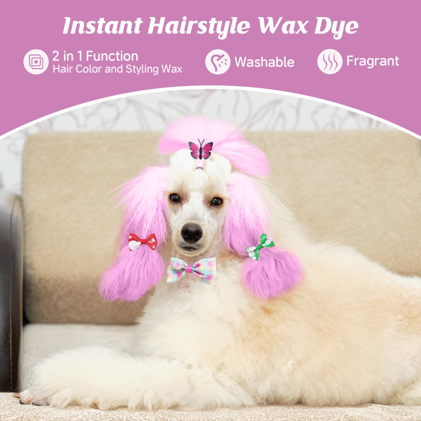 Pink Temporary Hair Color Wax Kit For Dogs - Ideal Gift For Your Pets Or Dog Lovers. Safe Dog Hair Dye For Parties, Cosplay,And