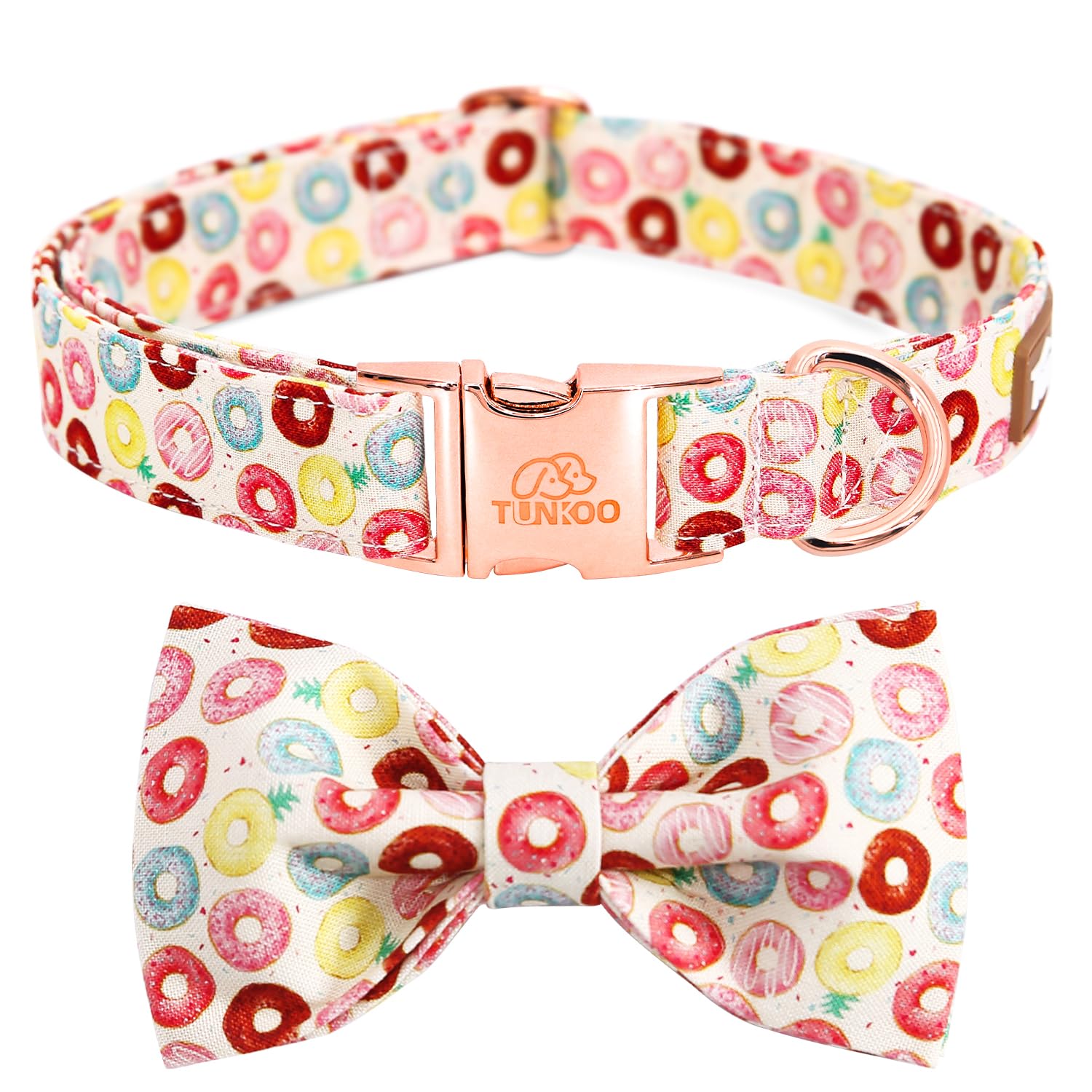 Tunkoo Super Cute Dog Collar With Bow Tie Donut - Durable, Adjustable, And Stylish Pet Collar Available In Small Medium Large S