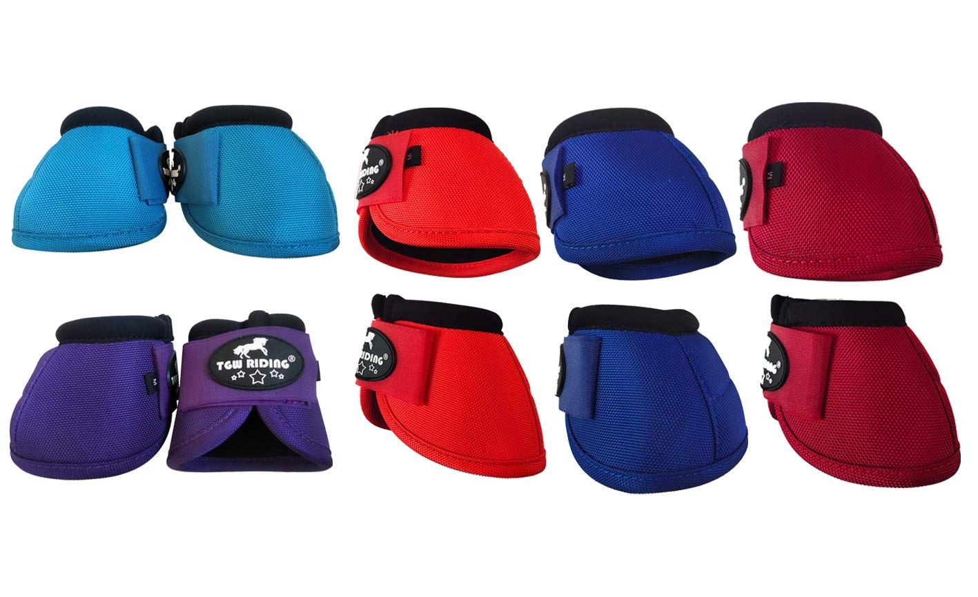 Tgw Riding 2520D Horse Bell Boots No-Turn Horse Bell Boots, Equine Ballistic Hoof Overreach Bell Boot, Pair (White, L)