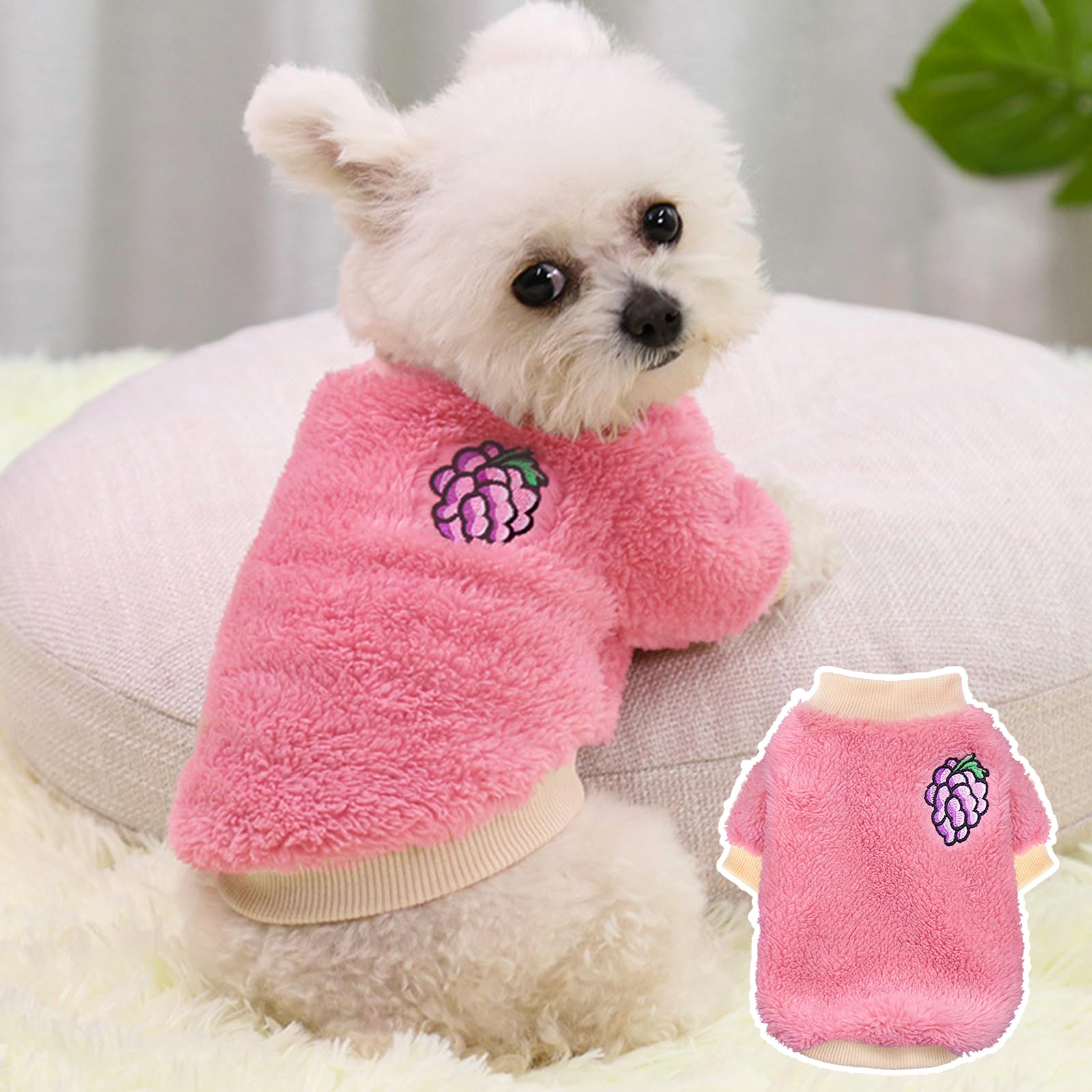 2 Pieces Small Dog Sweater Winter Warm For Girls - Fleece Chihuahua Clothes, Thick Pet Clothing For Fall (Large)
