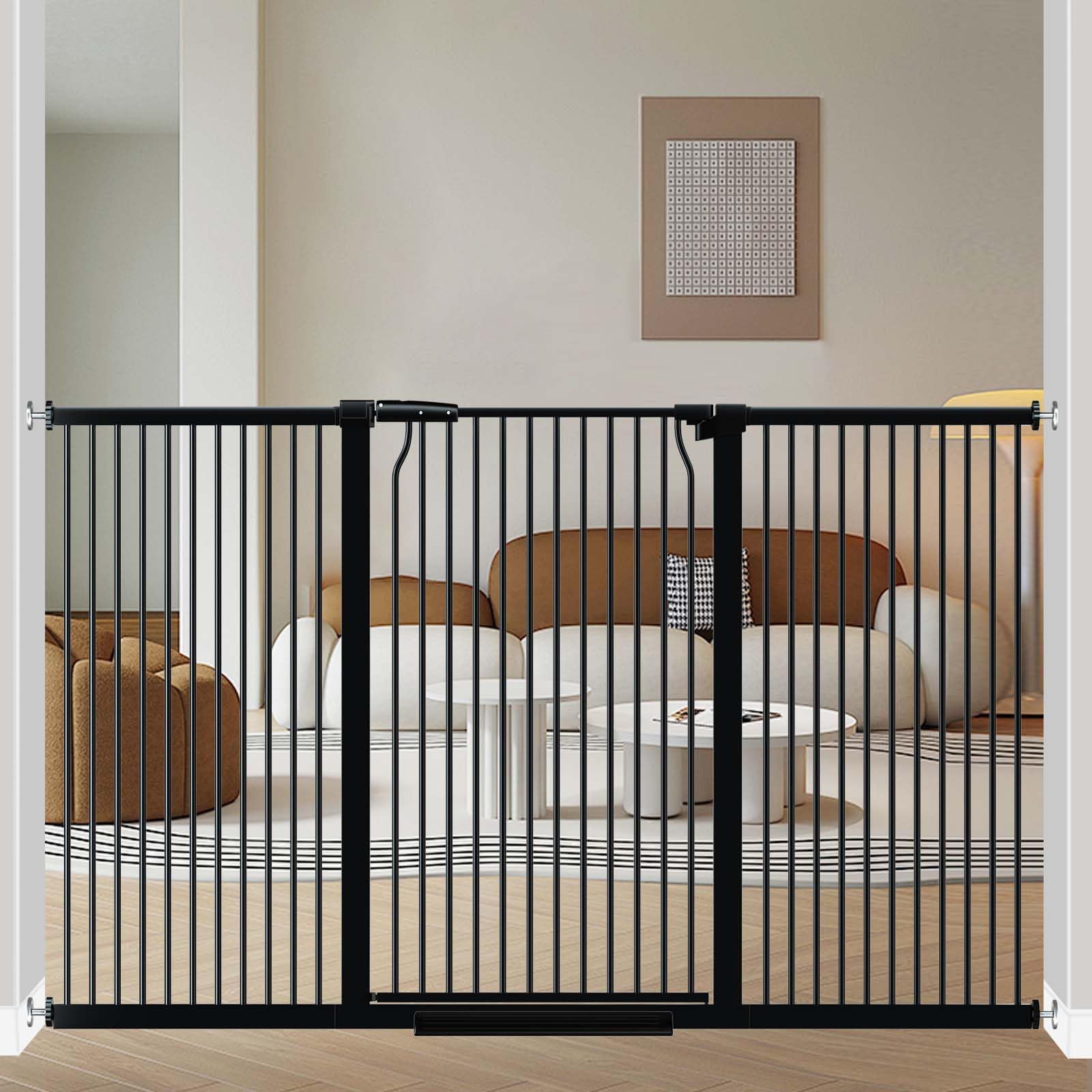 40.5 '' Extra Tall Baby Gate for Stairs, 68.5 ''-72.2 '' Extra Wide Long Dog Gate for The House, Safety Child Gate Easy Walk Thr