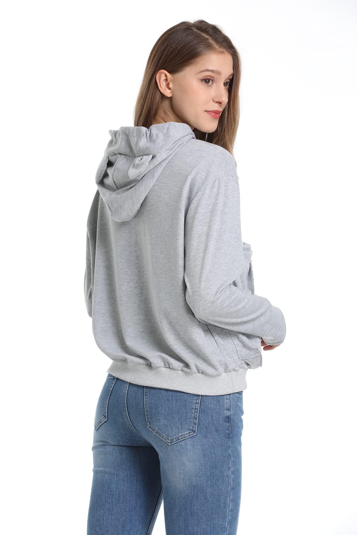 Linyuchen Cat Dog Pouch Hoodie Large Pet Pouch Sweatshirt Puppy Kitten Holder Carrier Pullover Shirt Unisex Hoodies Light Grey