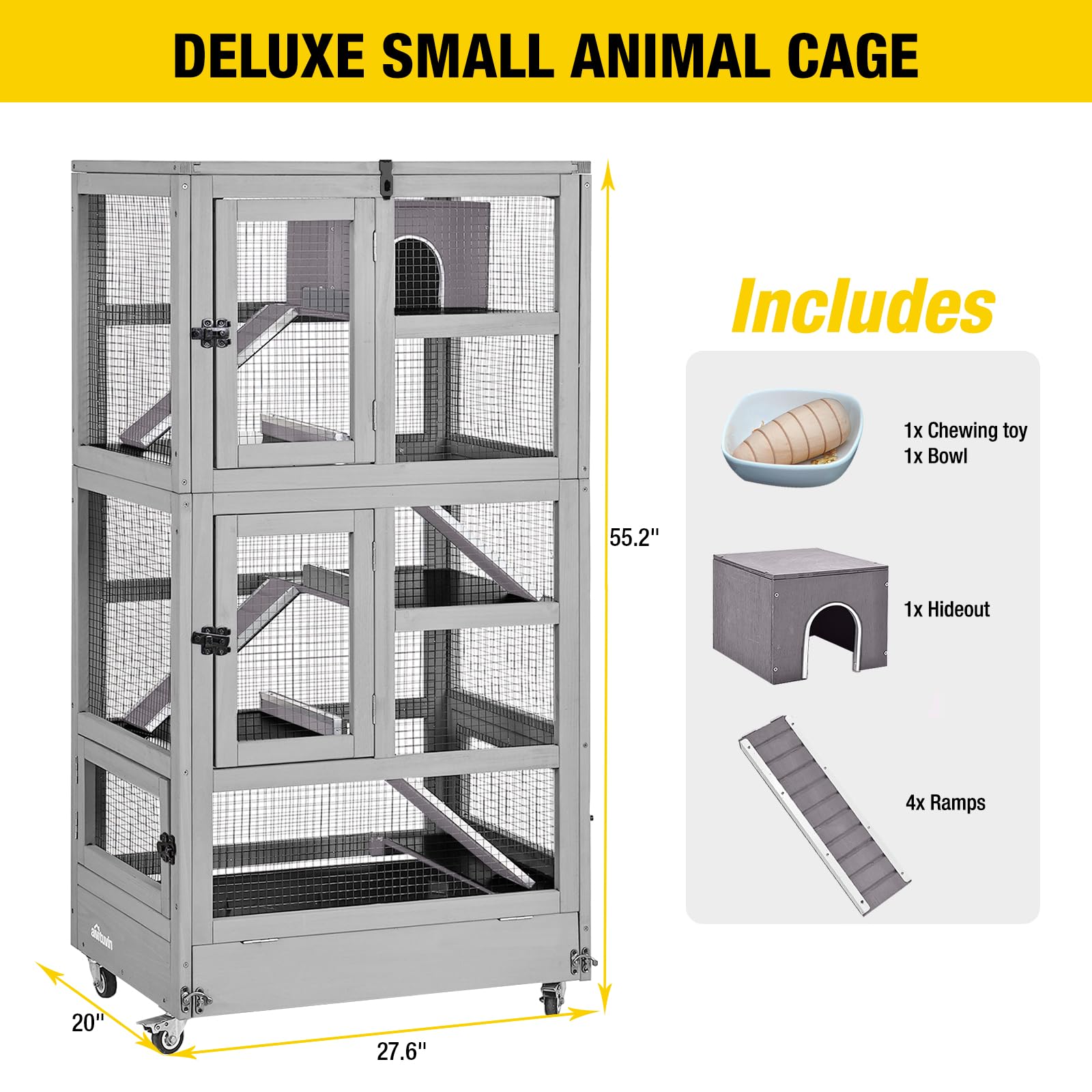 Aivituvin Ferret Cage Large Chinchilla Cage Rat Habitat 5 Levels For Chinchilla,Lizard,Squirrel, Chameleon,Gerbil And Other Small Animal,Prevent Escape