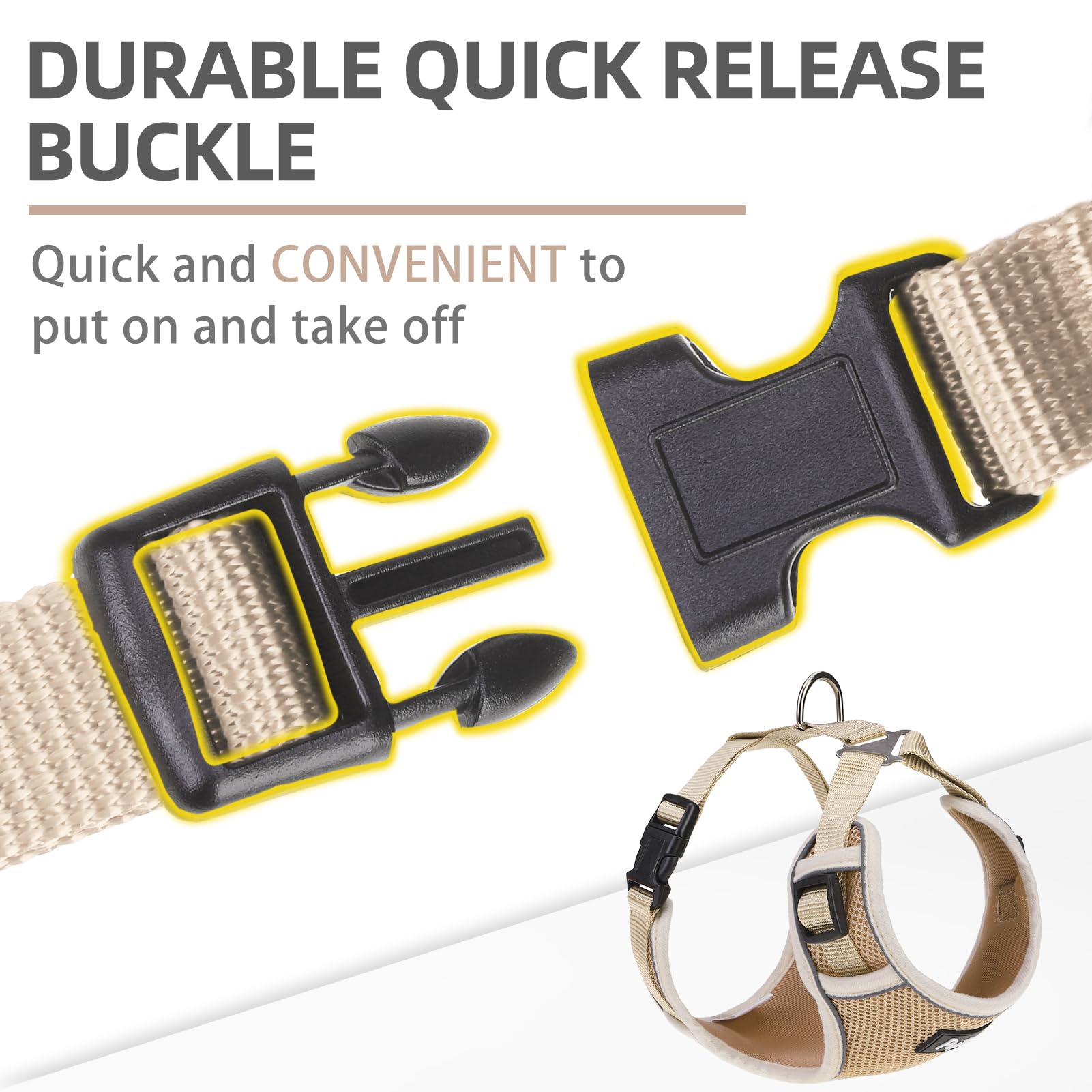 Pupteck Dog Harness And Leash Set For Small Medium Dogs No Pull, Soft Mesh Adjustable Puppy Cat Harness Reflective At Night, Kha