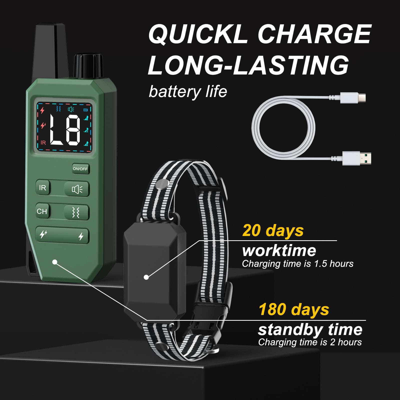 JOTUT Dog Training Collar 2000 Ft Range Electric Dog Shock Collar with Remote Control,Rechargeable IP67 Waterproof E-Collar