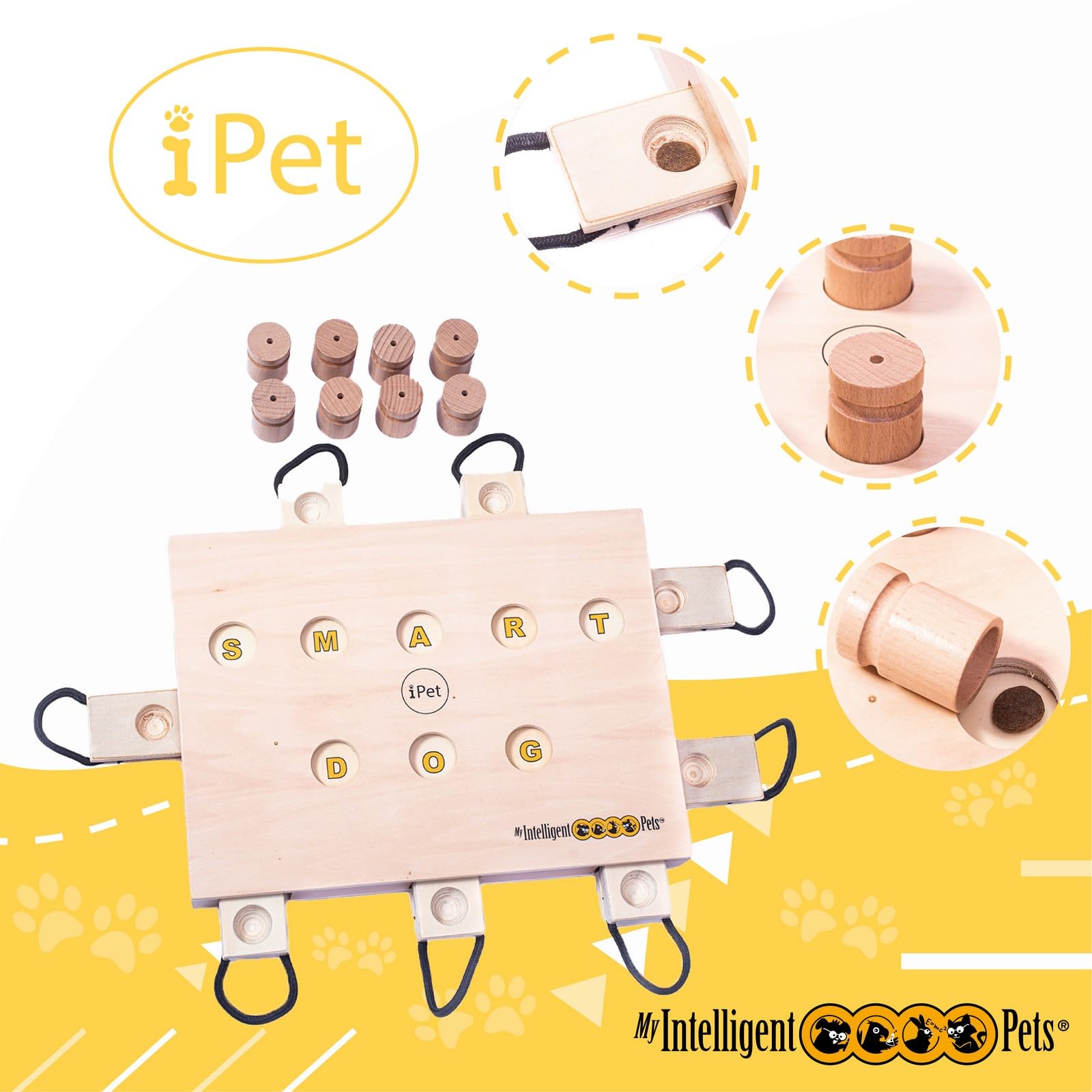 My Intelligent Dogs iPET-Smart Dog - Interactive Wooden Puzzle Toy, Fun and Challenging Brain Game for Smart Dogs, Mental Stimul
